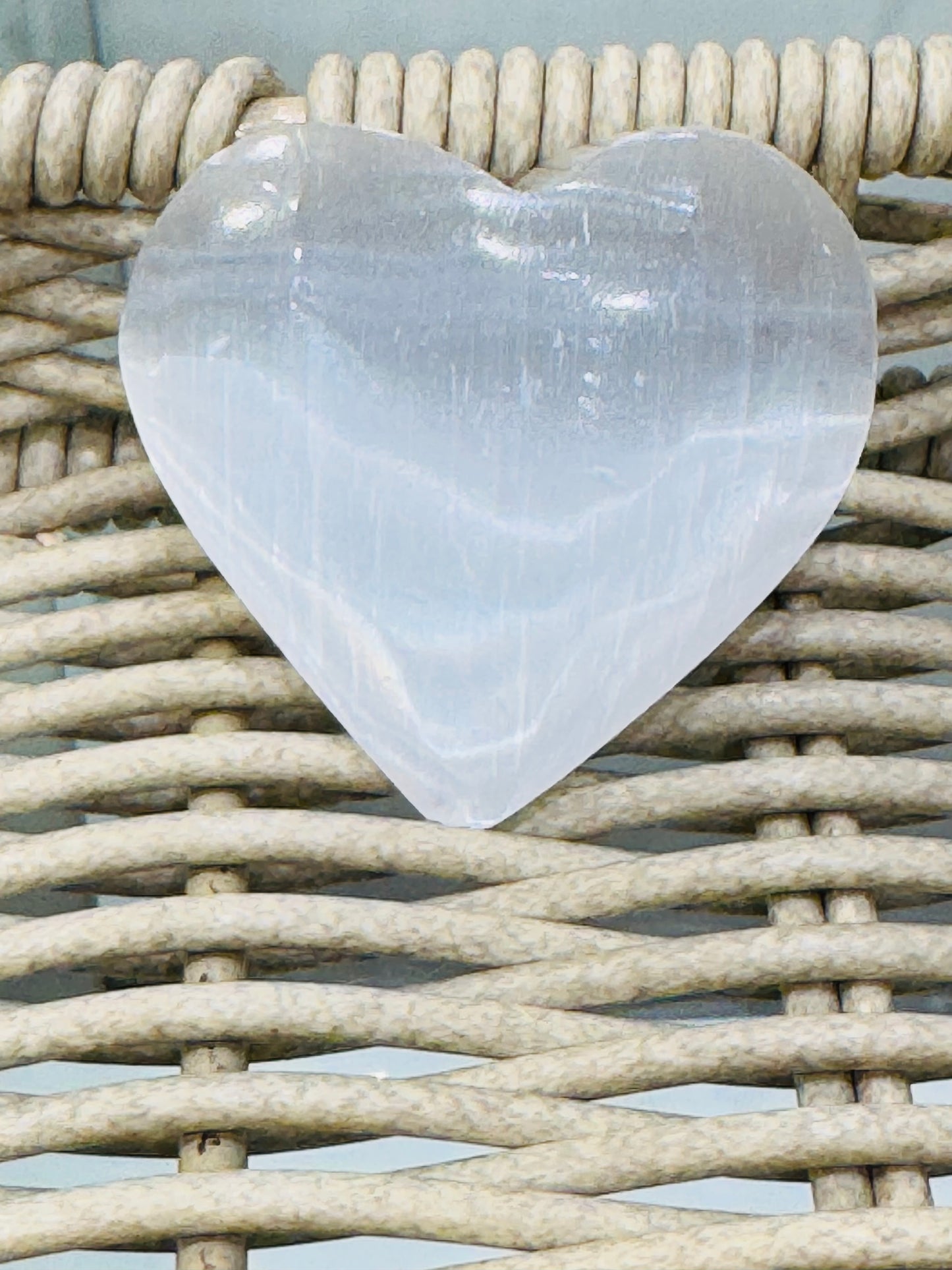 Selenite Heart Palm Stone Medium Size 1pc