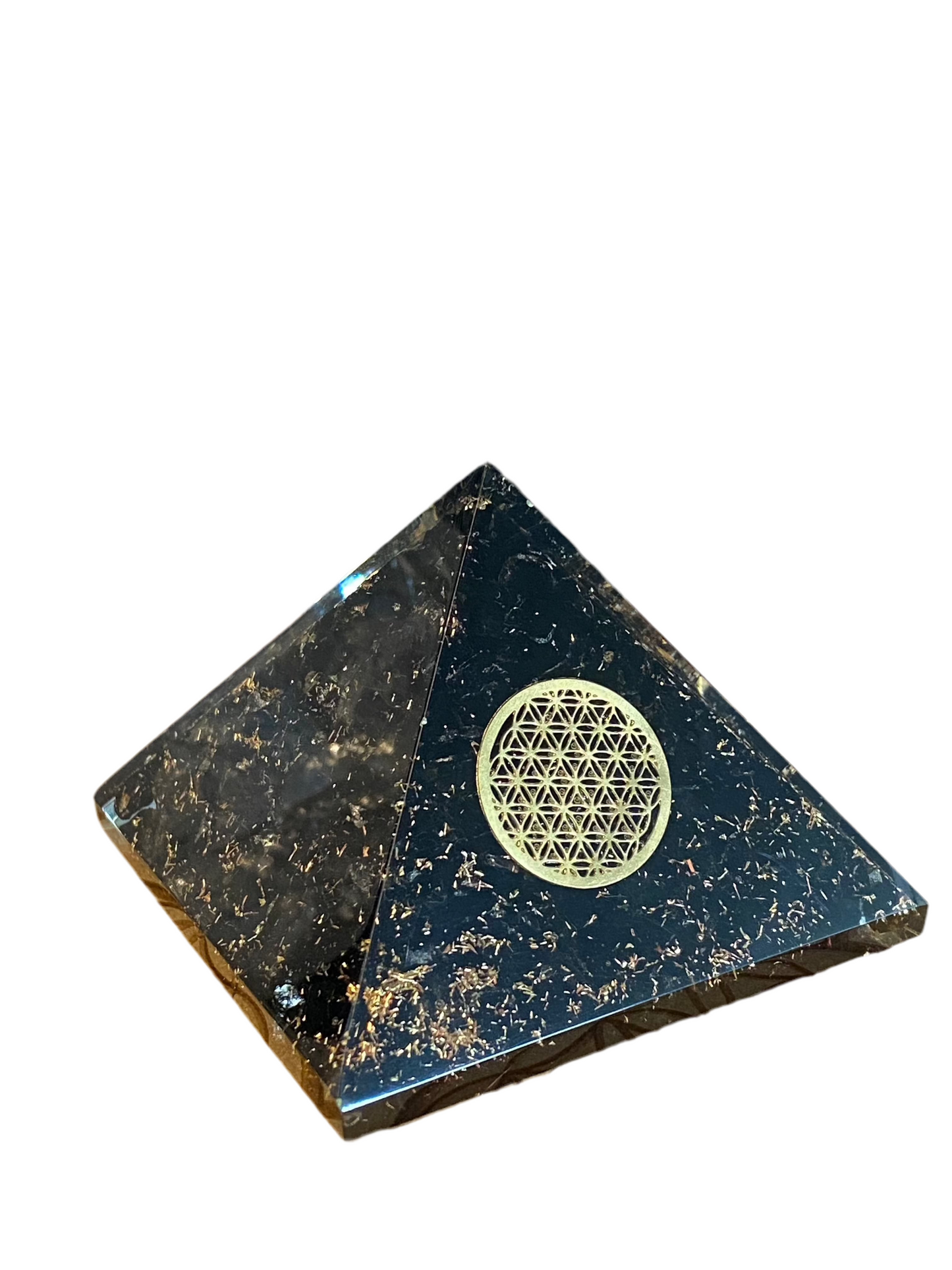 Orgonite Pyramid Black Tourmaline Flower of Life 