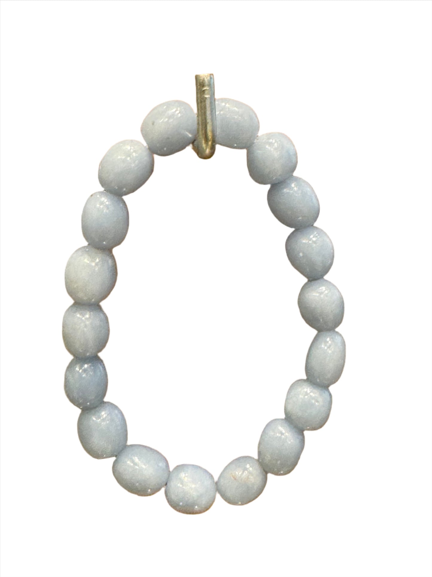 Angelite Tumbled Beaded Gemstone Stretch Bracelet