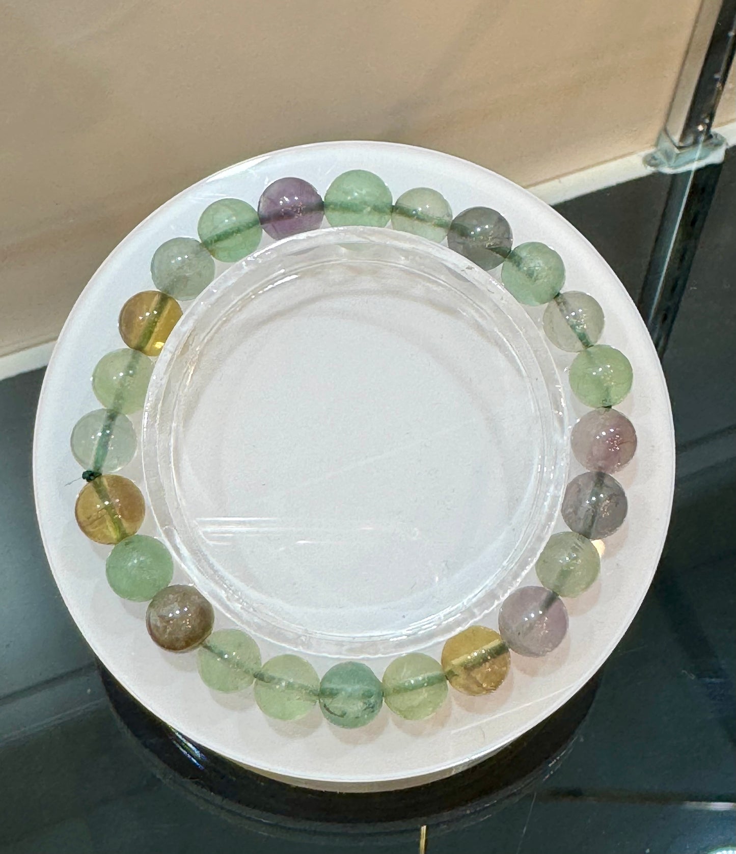 Rainbow Fluorite Round Beaded Gemstone Bracelet 6mm (free-form beaded stretch) each