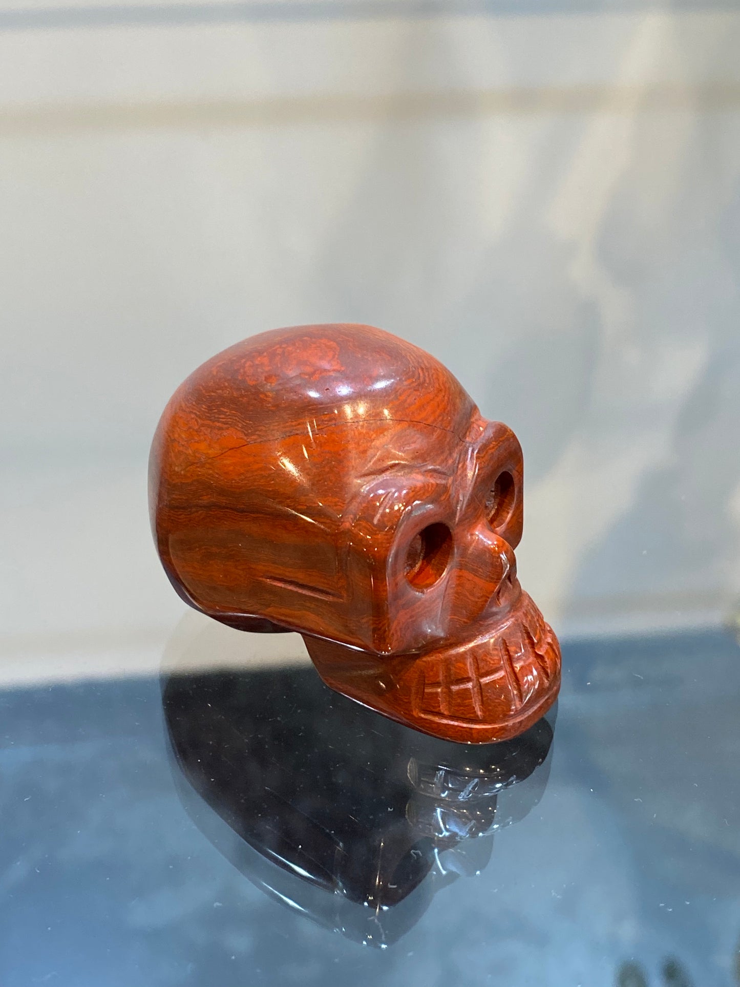 Polished Natural Hand Carved Red Jasper Crystal Skull Small