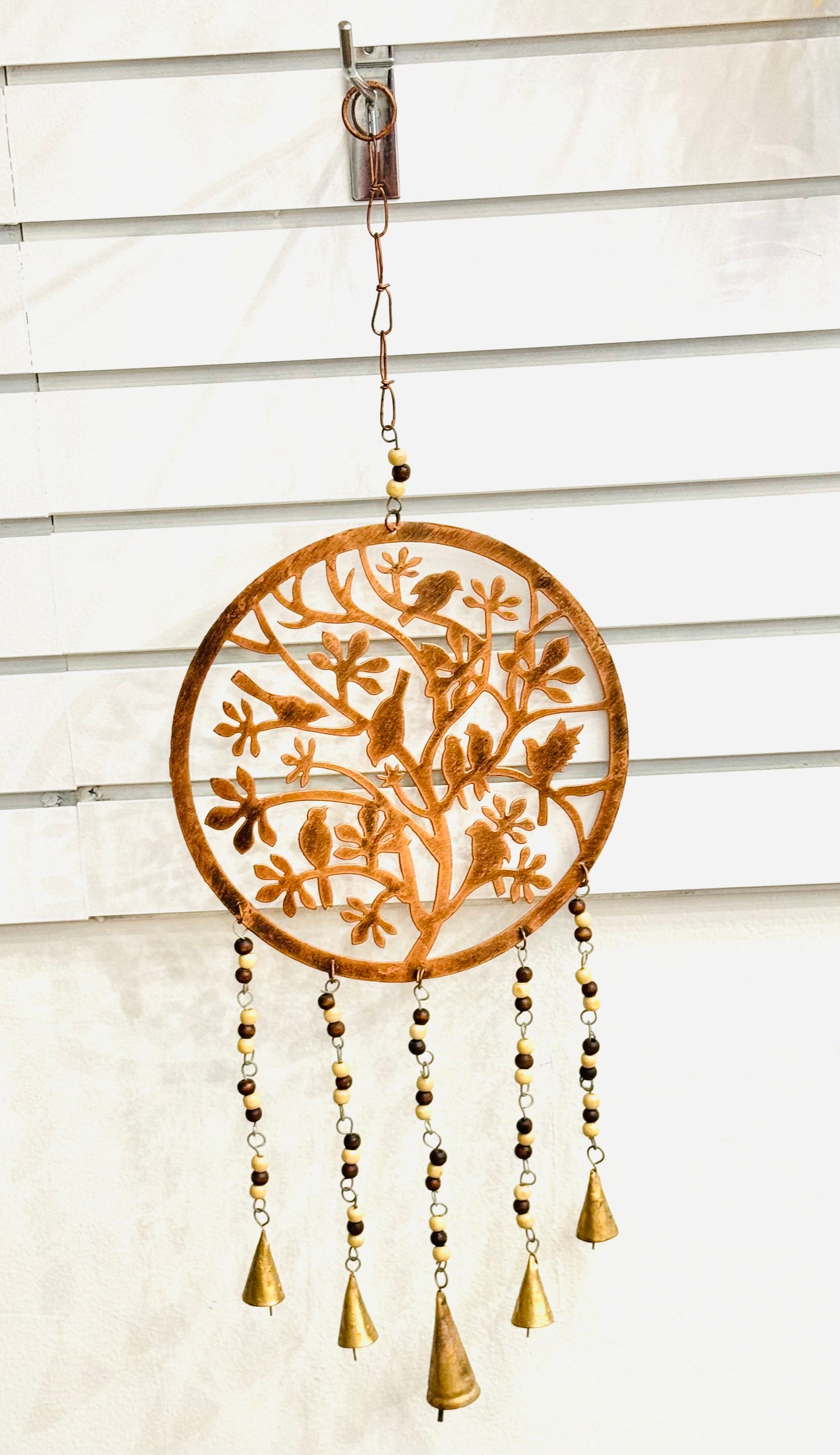 Handmade Brass Birds sitting on Tree Of Life Wind Chime