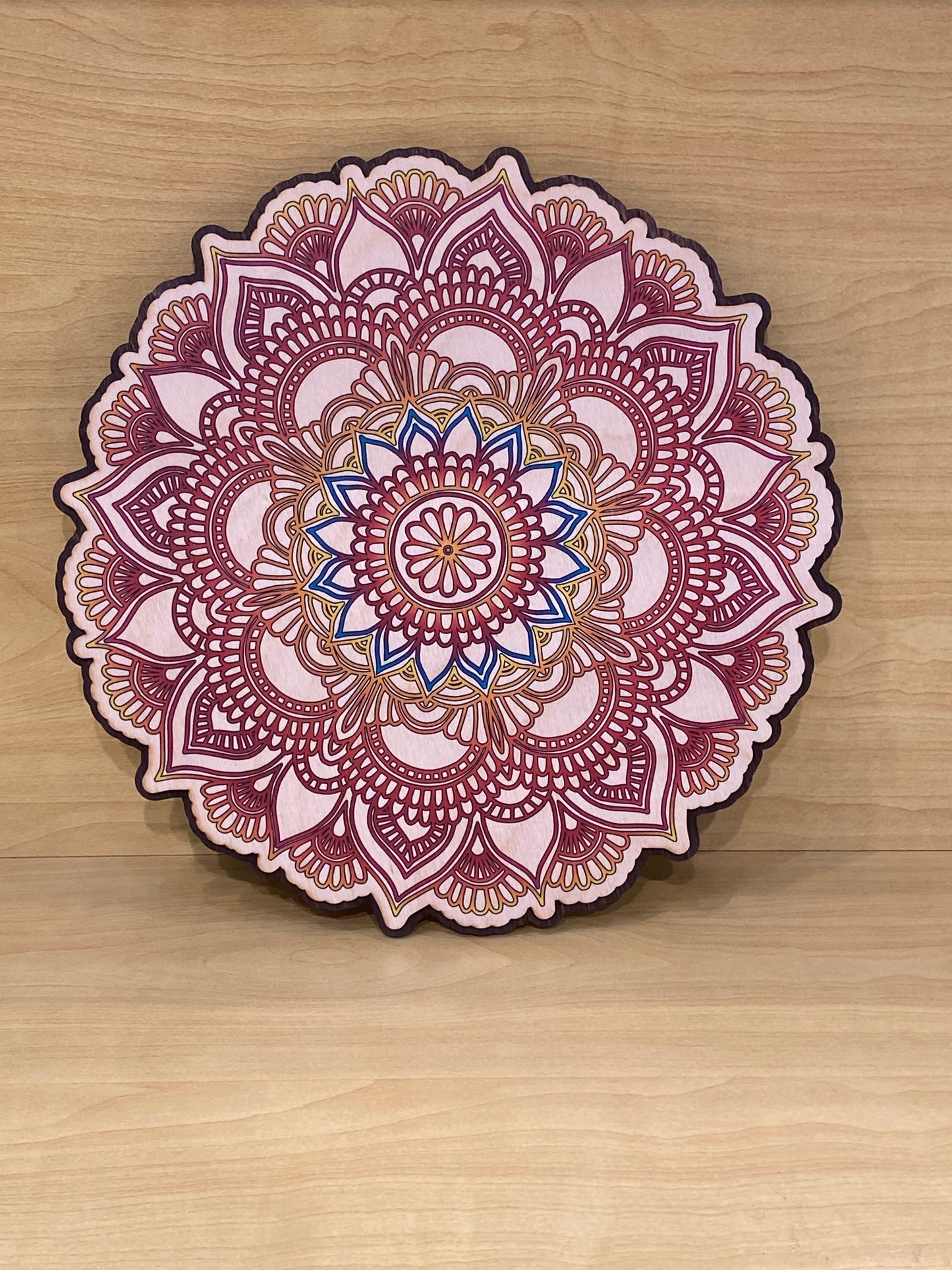 Wooden Round Wall Art Colorful Mandala