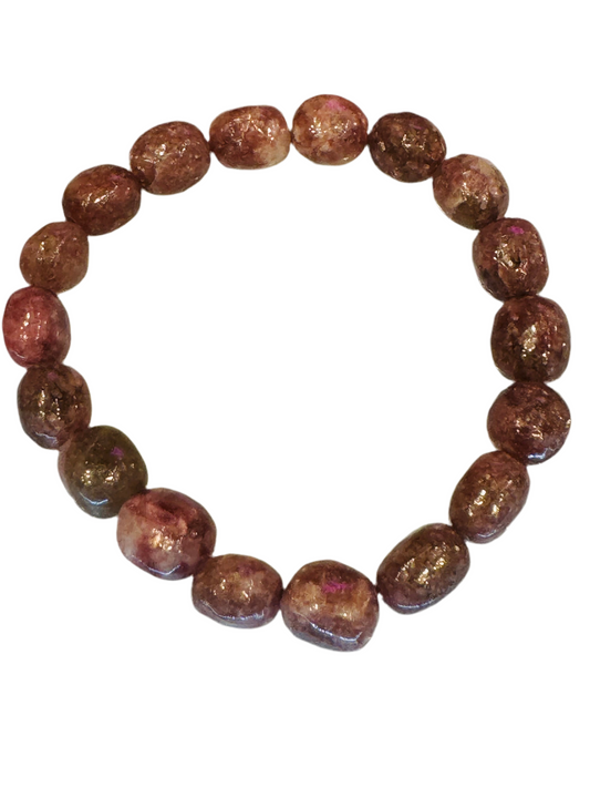 Lepidolite Tumbled Free-Form Beaded Bracelet 7 mm