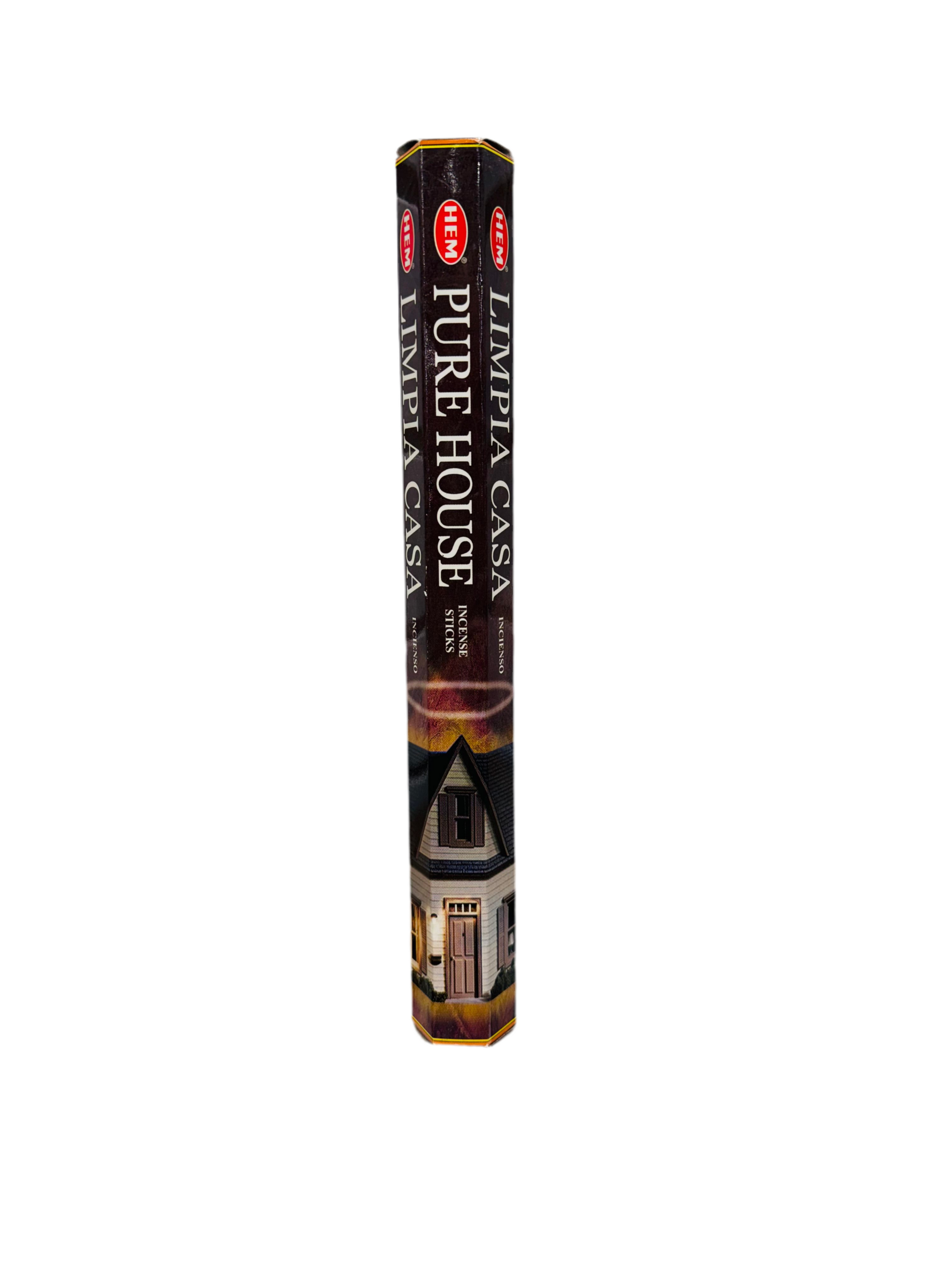 HEM Pure House Incense Sticks packaging with clean, uplifting scent branding.