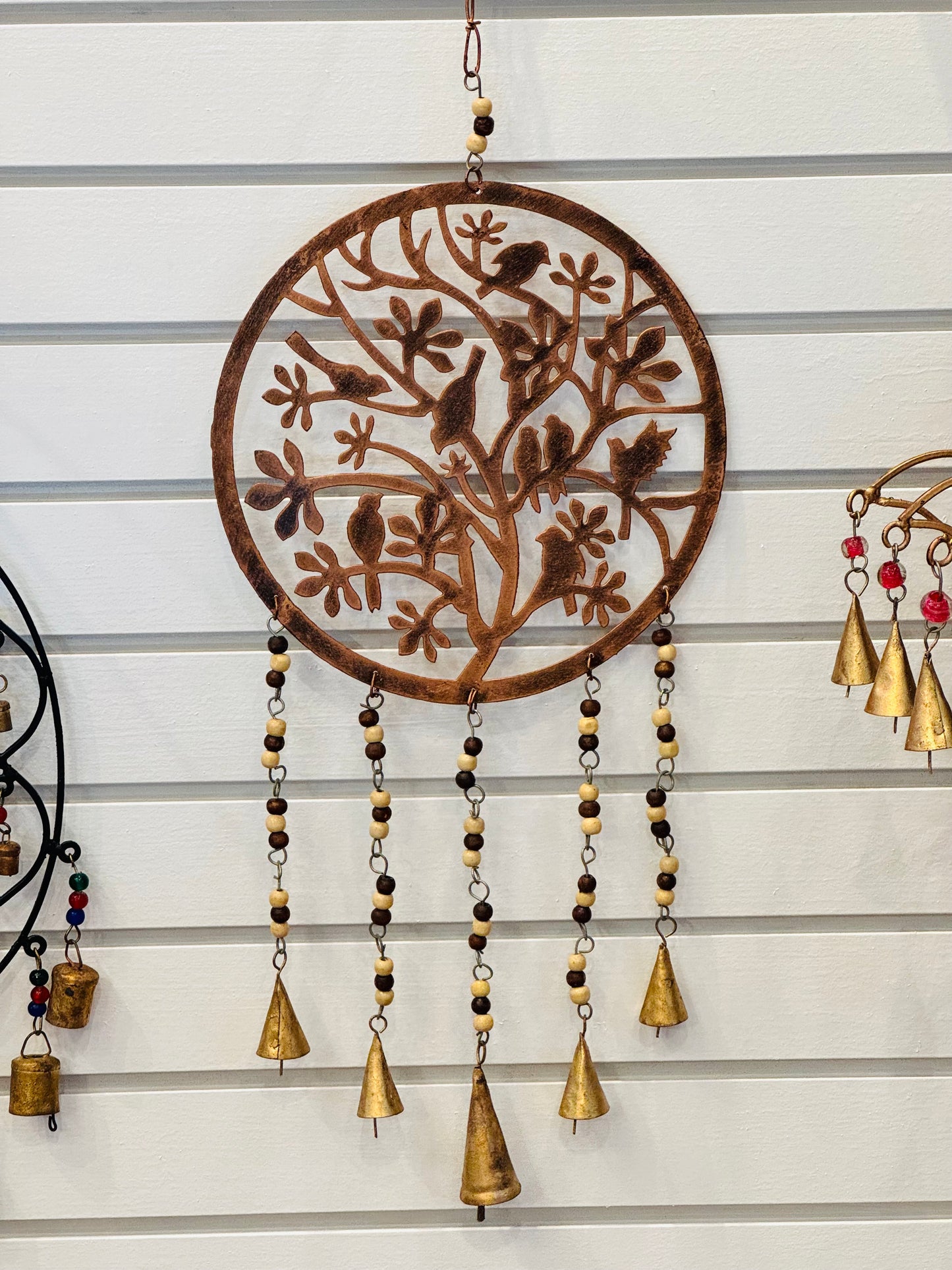 Handmade Brass Birds sitting on Tree Of Life Wind Chime