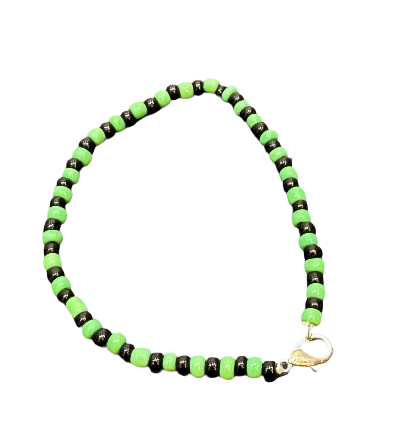 Orisha Ogún Handmade Beaded Green and Black Bracelet with Clasp