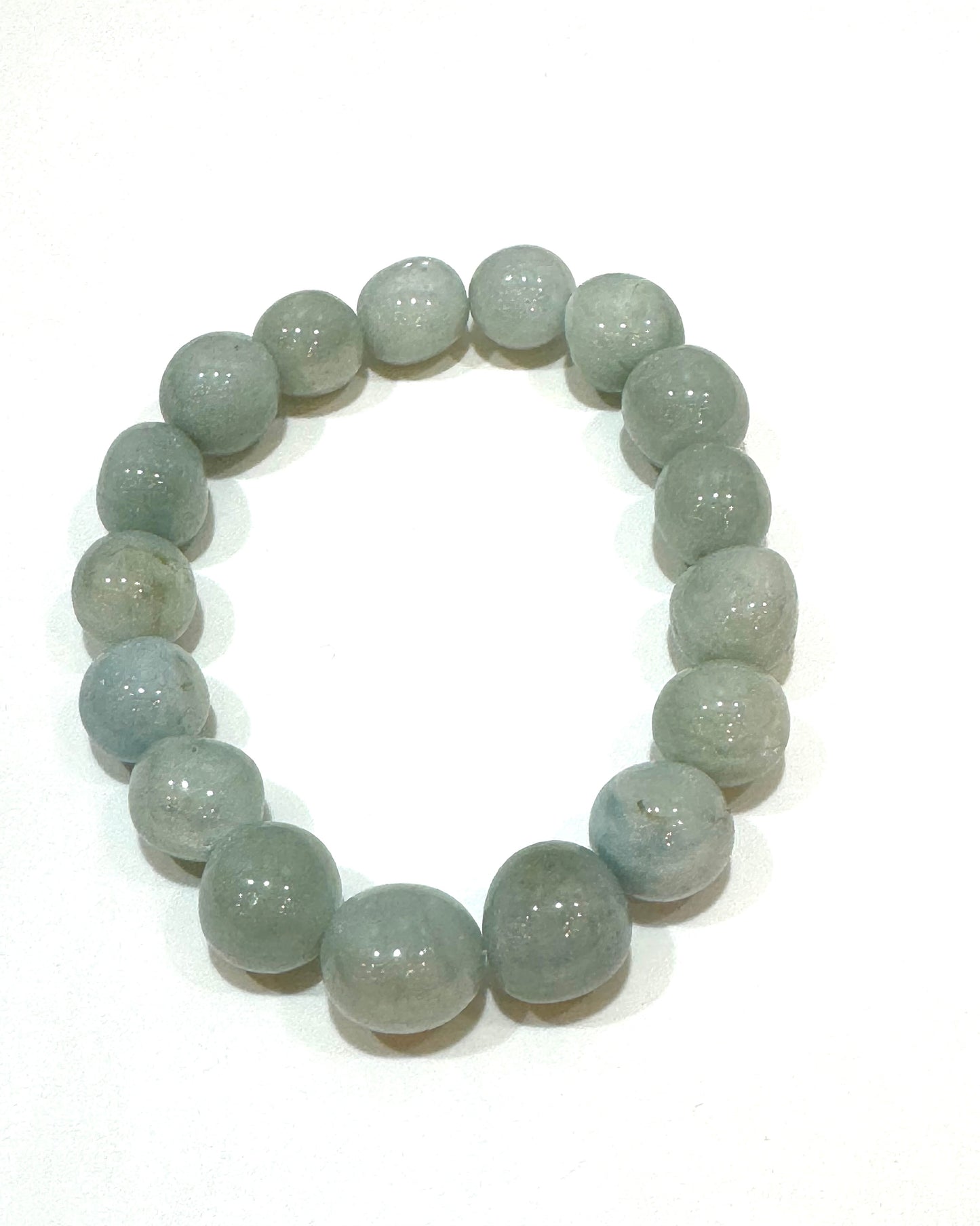 Aquamarine Free-Form Polished 10mm Beaded Bracelet