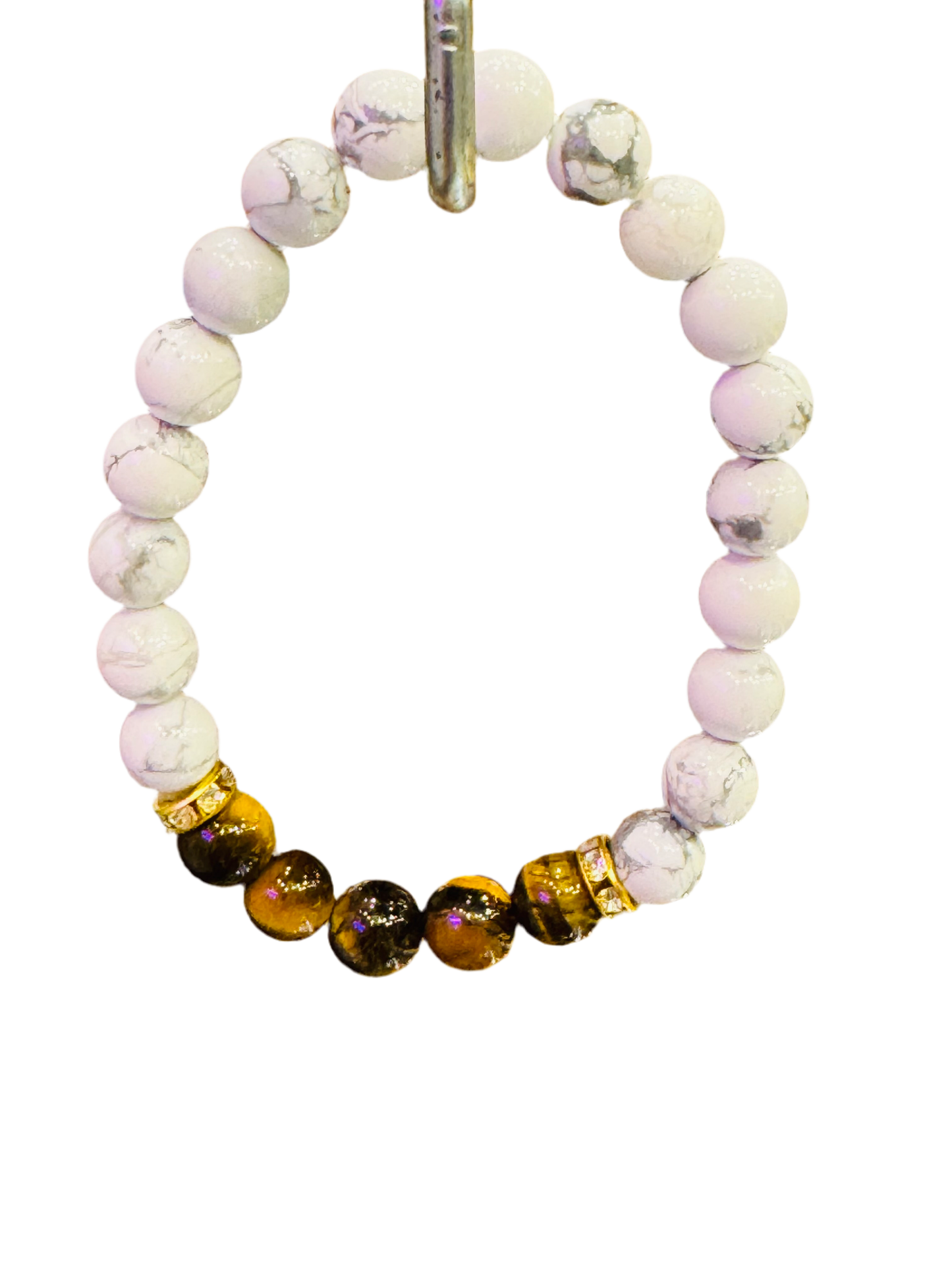 Howlite and Tiger Eye Beaded Bracelet