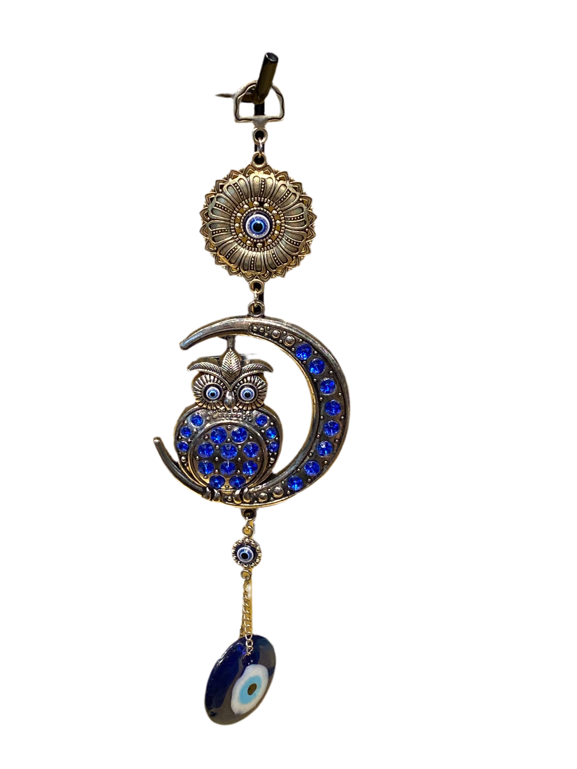 Owl Over The Crescent Moon Evil Eye 