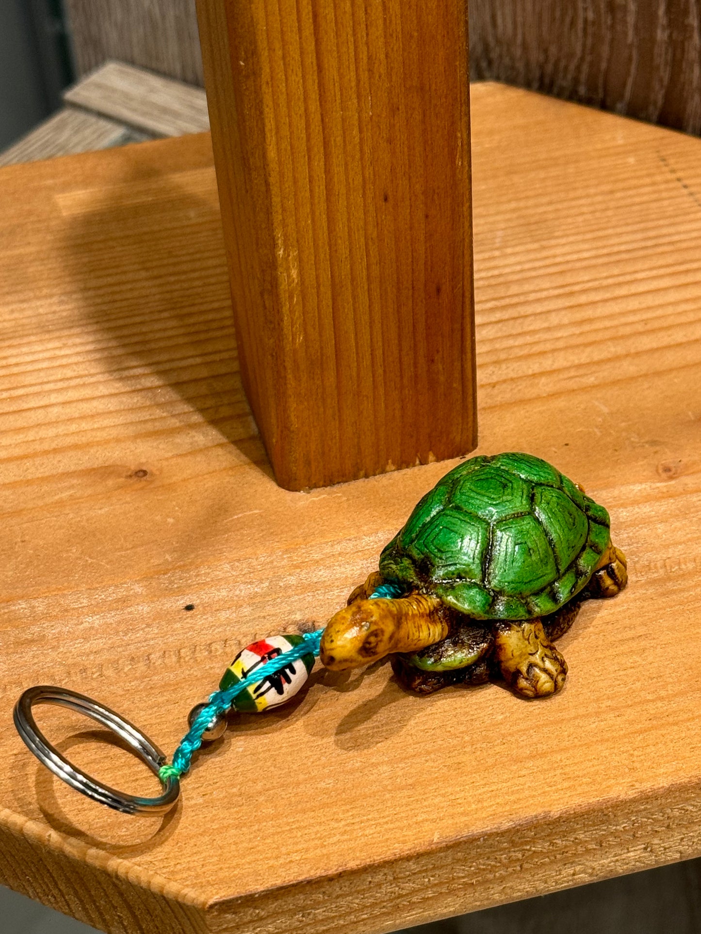 Turtle Land Animal Durepox Resin Figurine Keychain Turquoise Cord