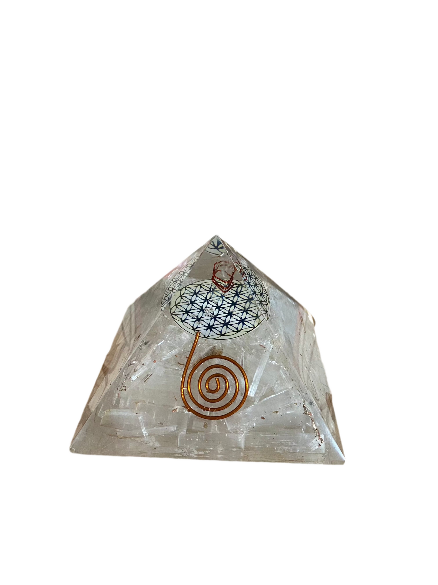 Orgonite Pyramid Selenite Flower of Life