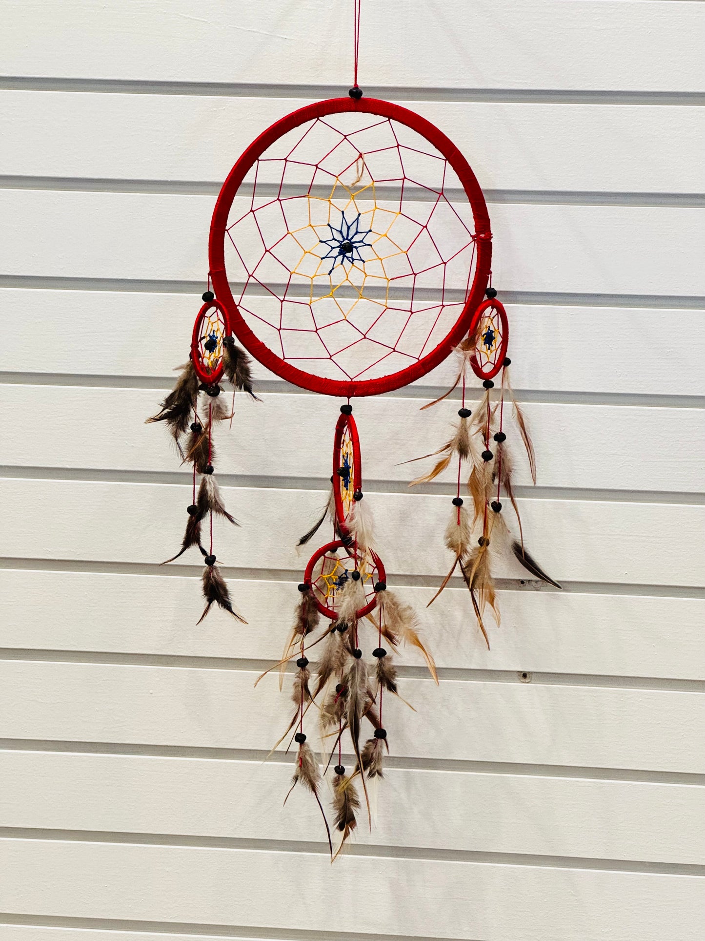 Dreamcatcher Big Chief Red with Beads and Feathers