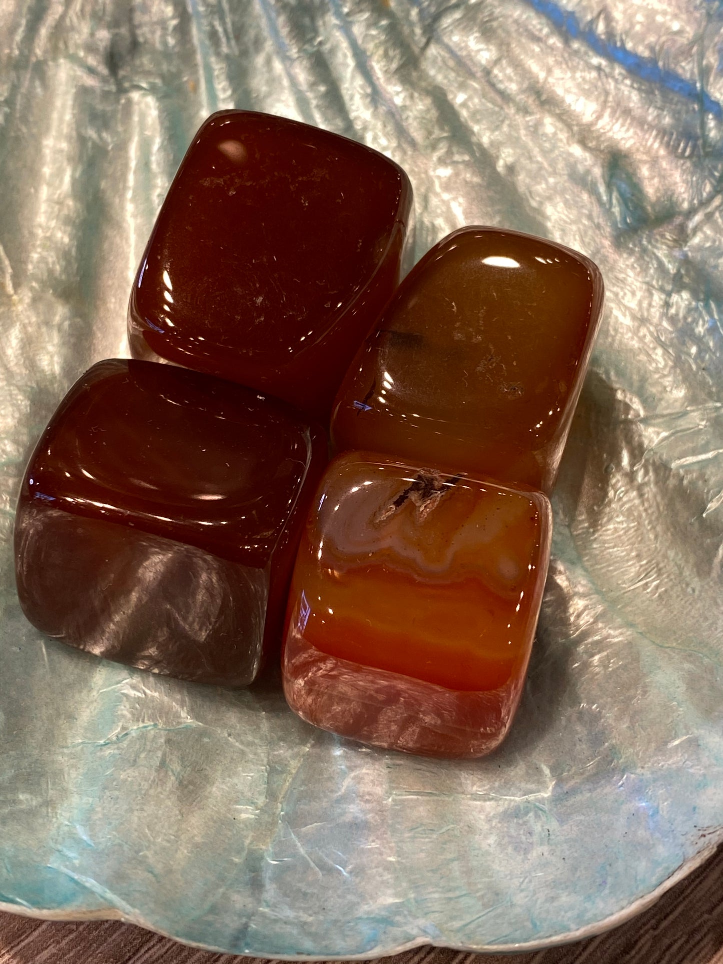 Carnelian Agate Cubed Polished Tumbled Stone 1pc