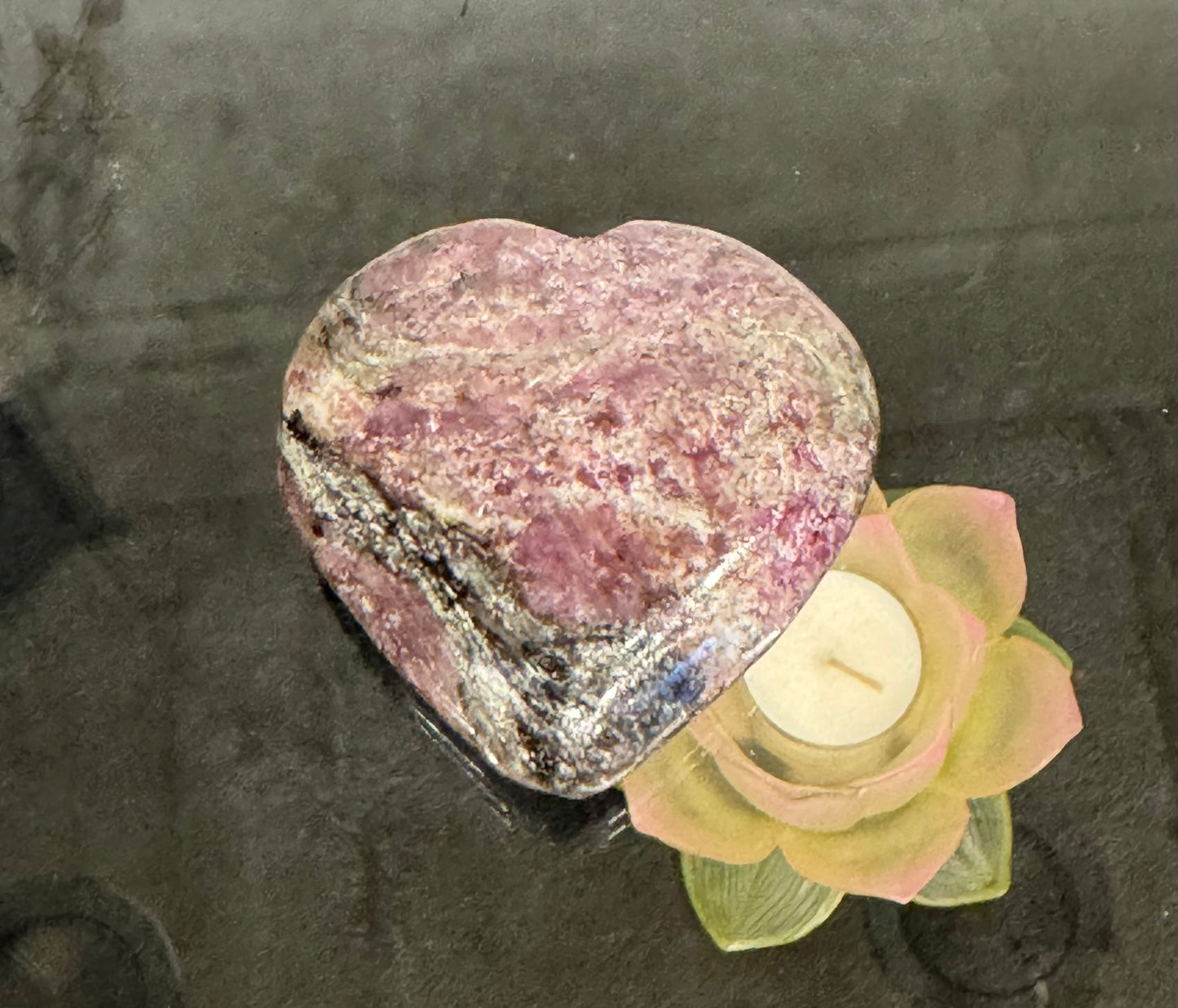 Charoite Polished Hand Carved Palm Stone Heart