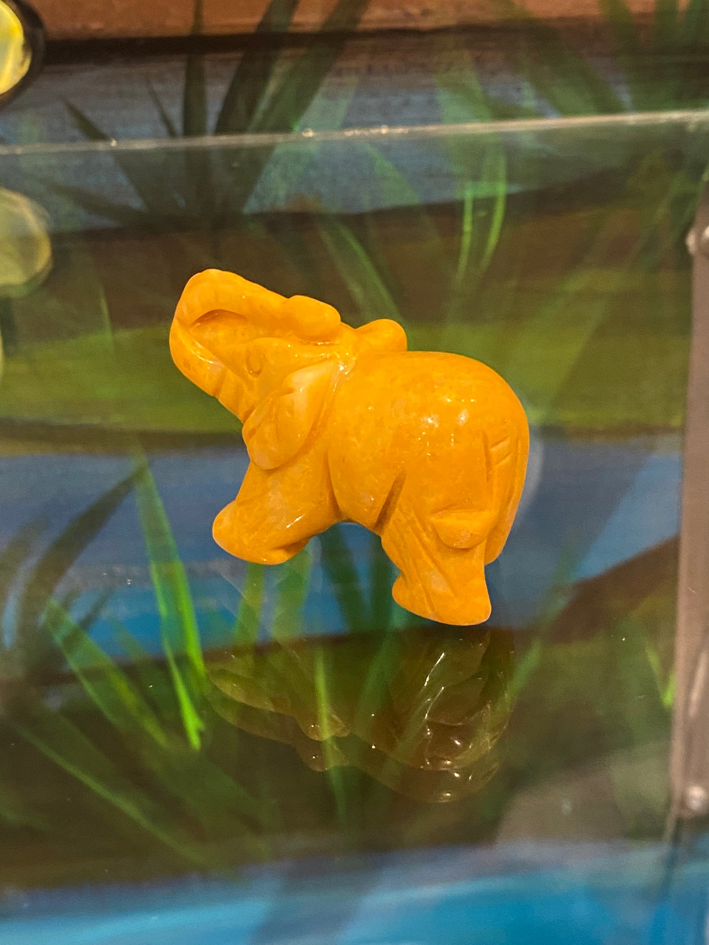 Yellow Jasper Polished Hand Carved Spirit Animal Elephant