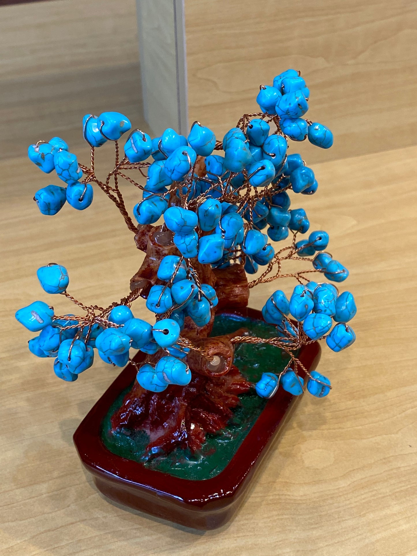 Bonsai Turquoise Tree In Red Tub