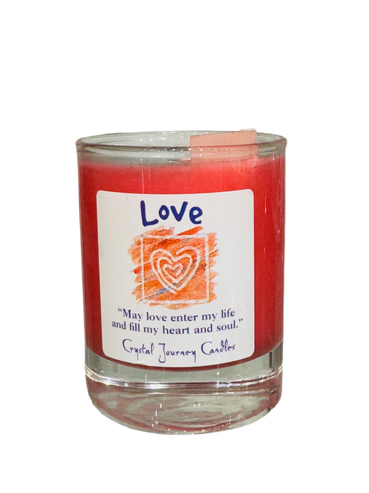 Love Crystal Journey Filled Glass Votive