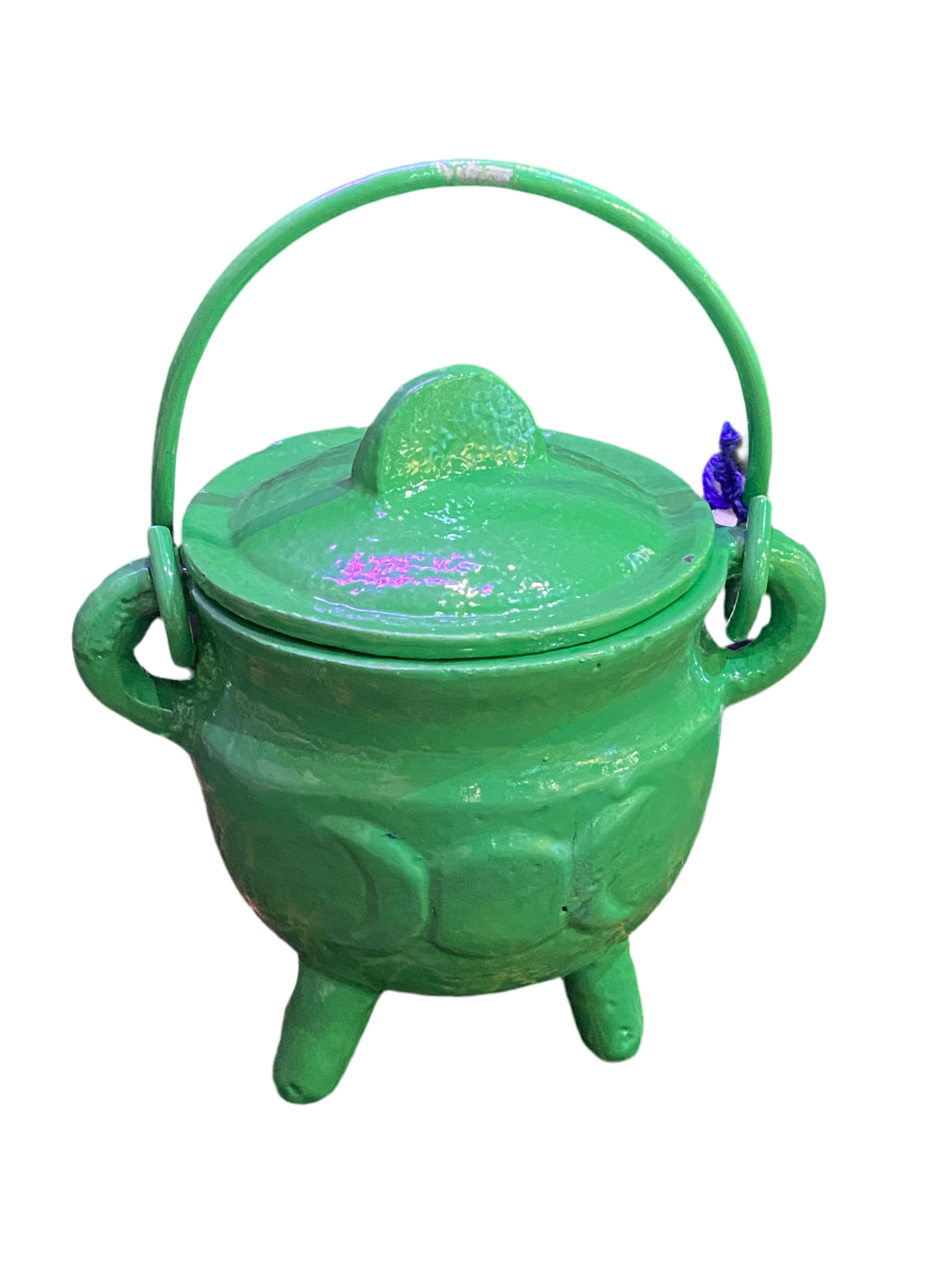 Green Triple Moon Cast Iron Cauldron