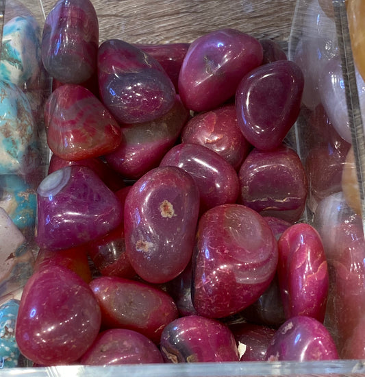 Pink Dyed Agate Polished Tumbled Stone 1pc