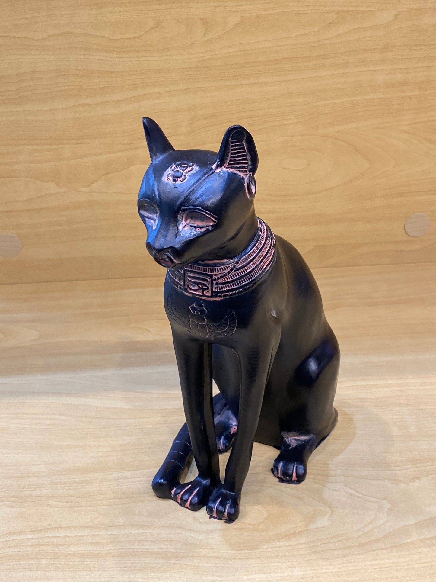 Egyptian Goddess Bastet Black Cat With  Engraved Collar