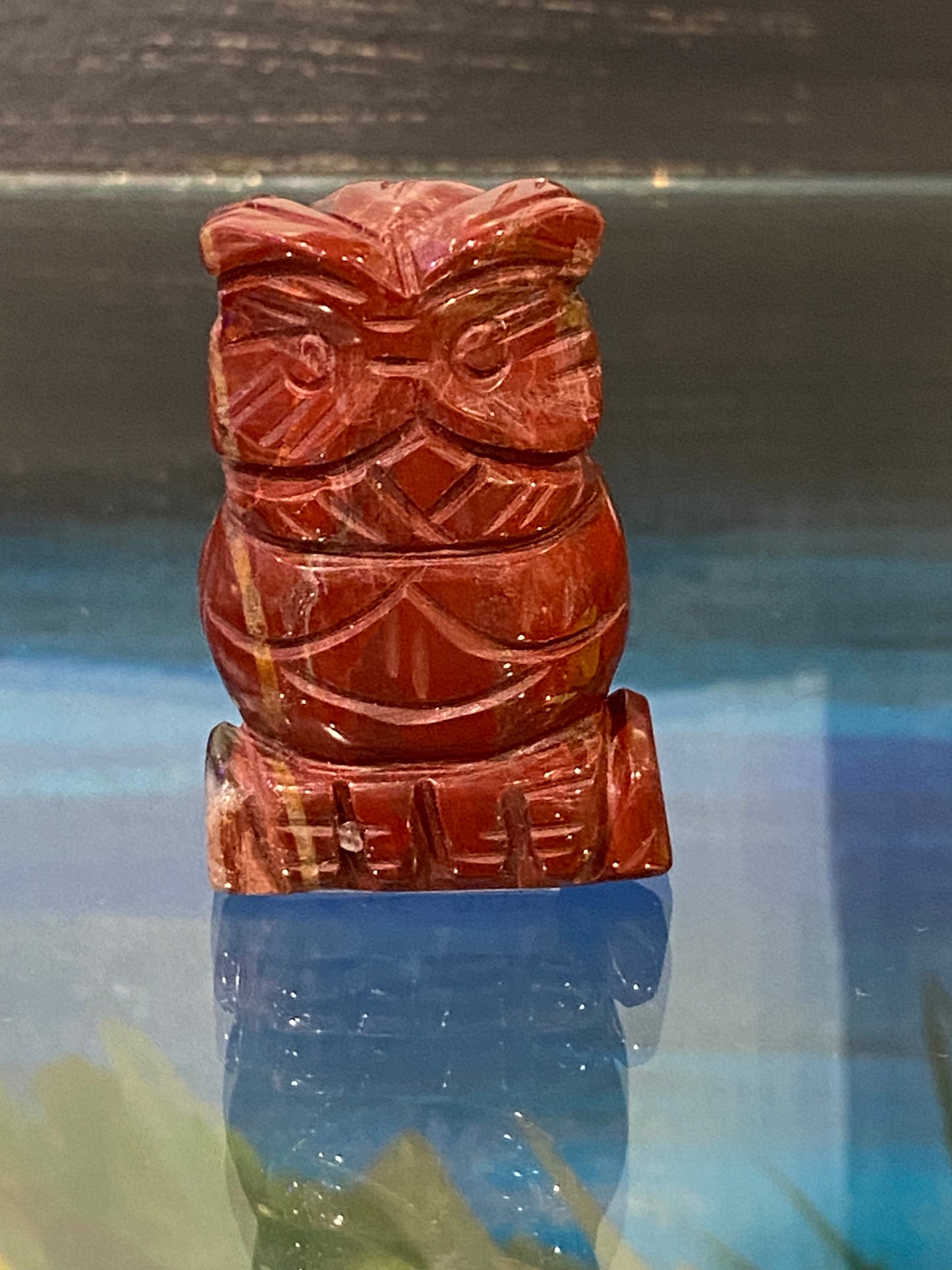 Red Jasper Polished Hand Carved Owl