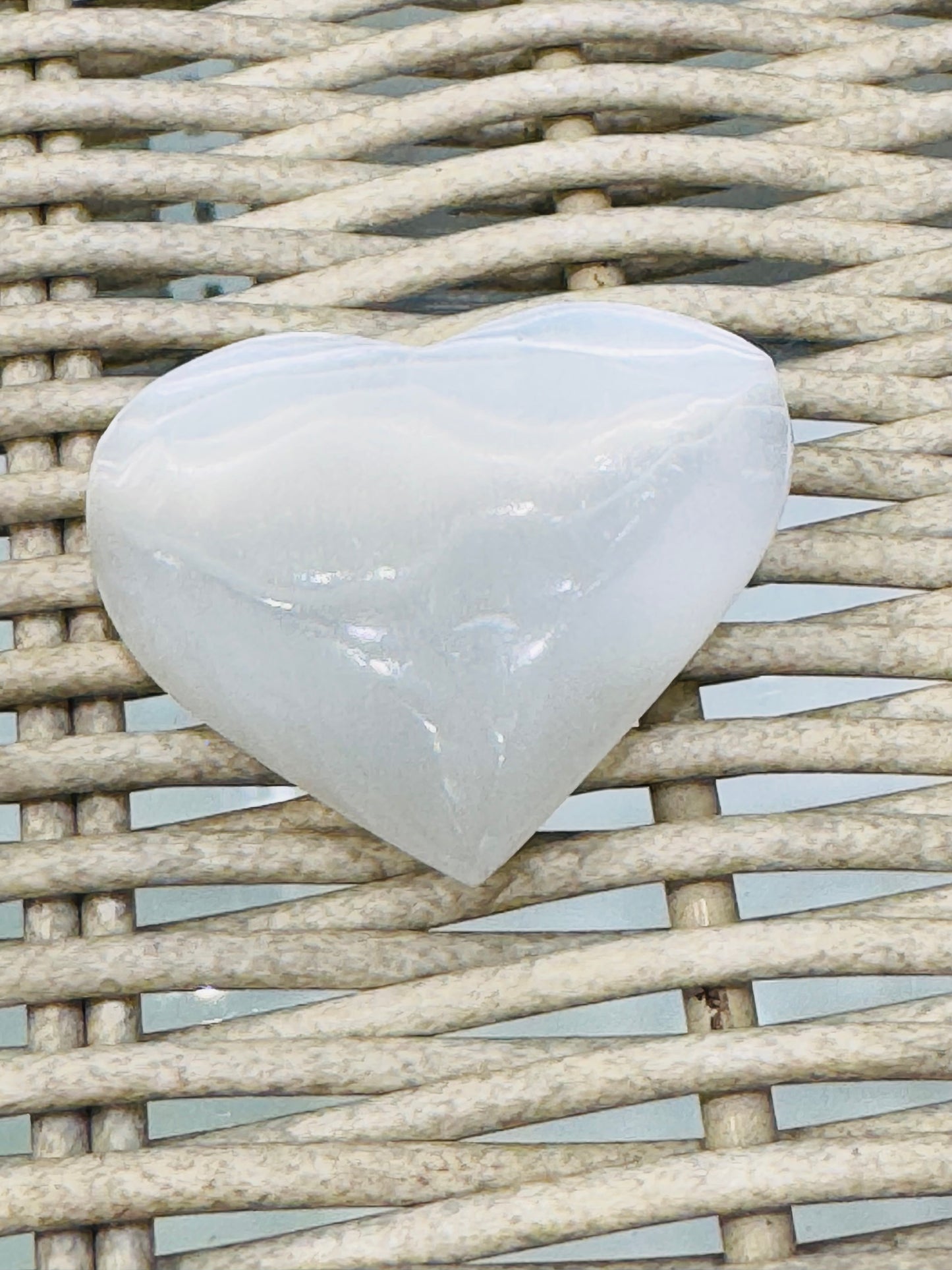 Selenite Heart Palm Stone Medium Size 1pc