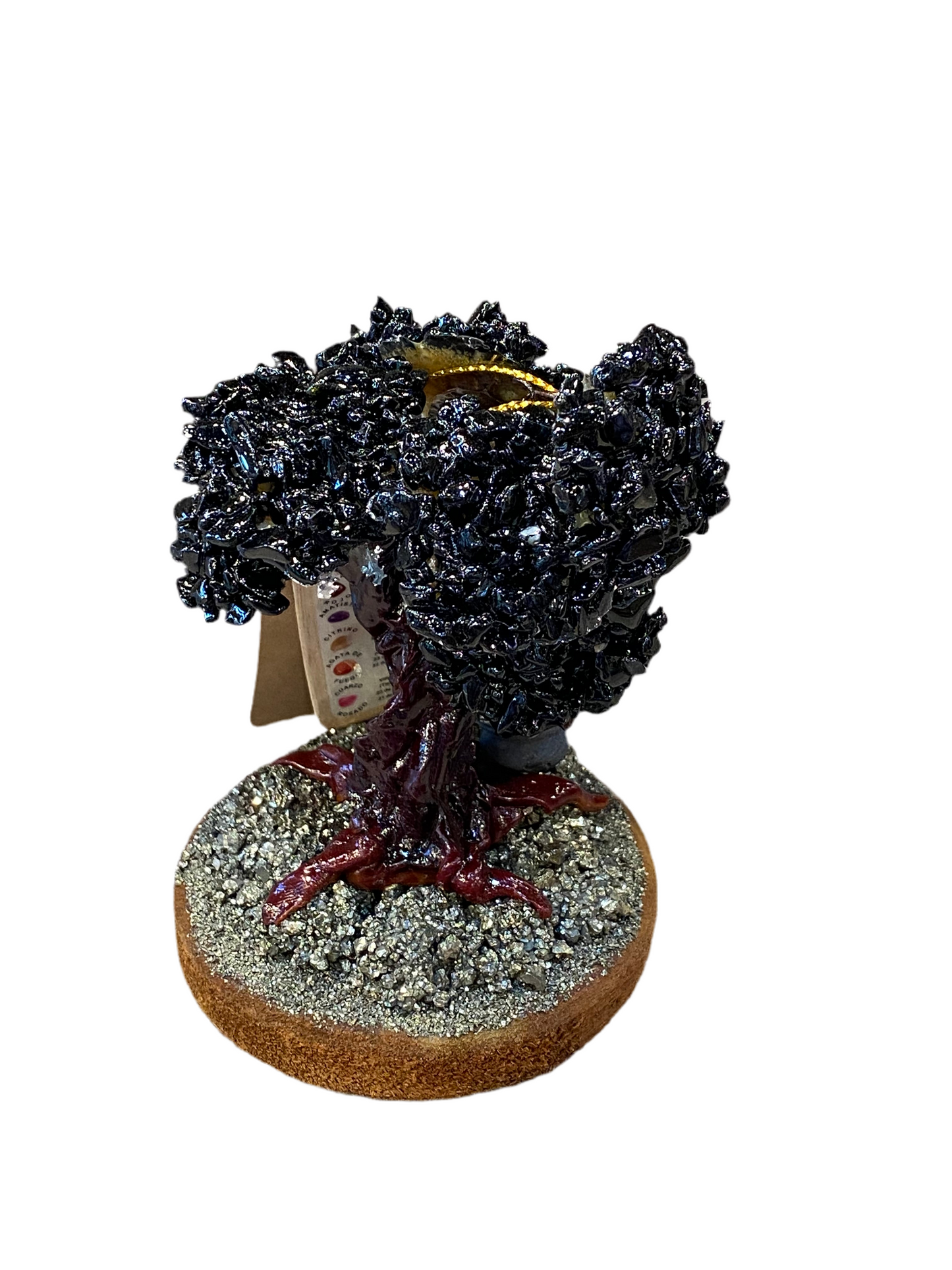 Black Onyx with Pyrite Protection and Fortune Bonsai Tree