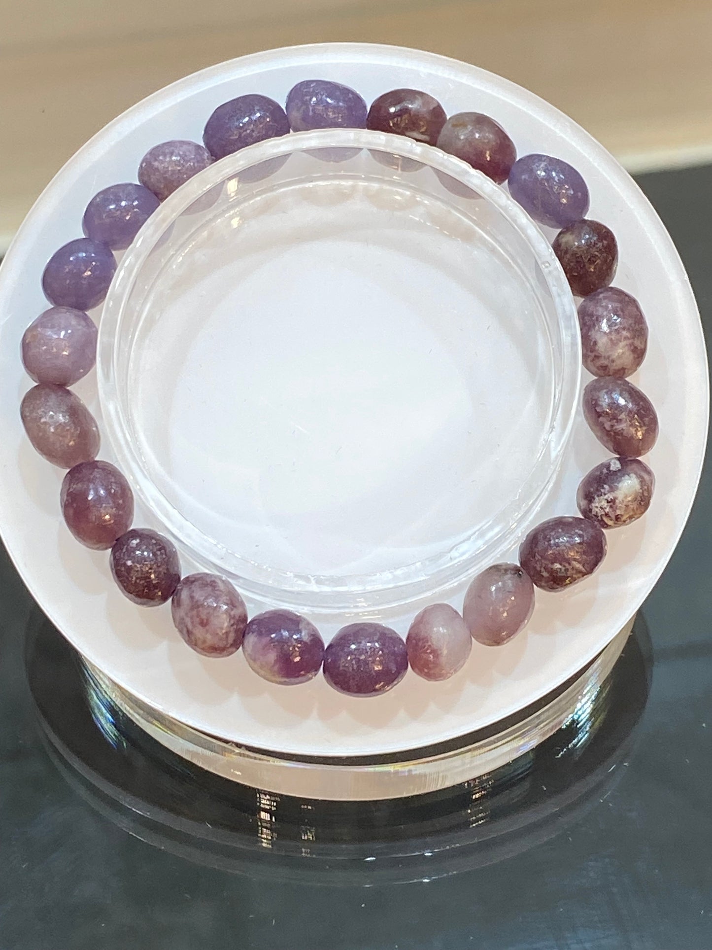 Lepidolite Nugget Beaded Stretch Gemstone Bracelet 5 mm