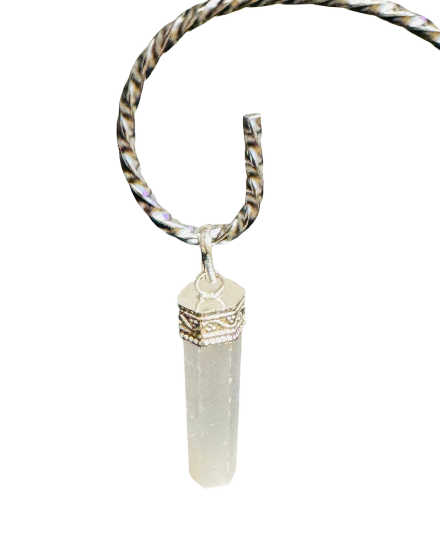 Selenite Point Sterling Silver Bezel Pendant