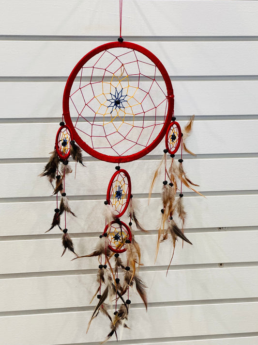 Dreamcatcher Big Chief Red with Beads and Feathers