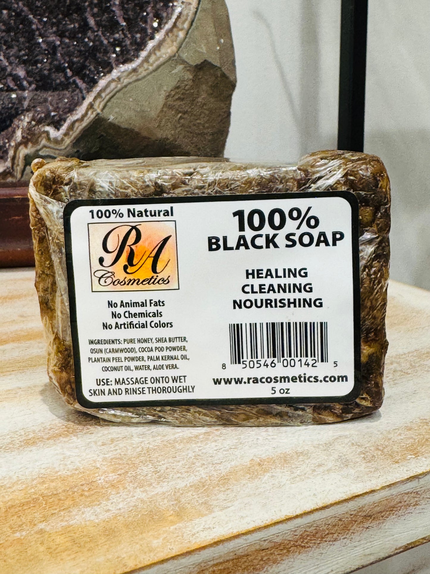 R A Cosmetics Black Facial Soap 100% Natural Healing Cleansing Bar