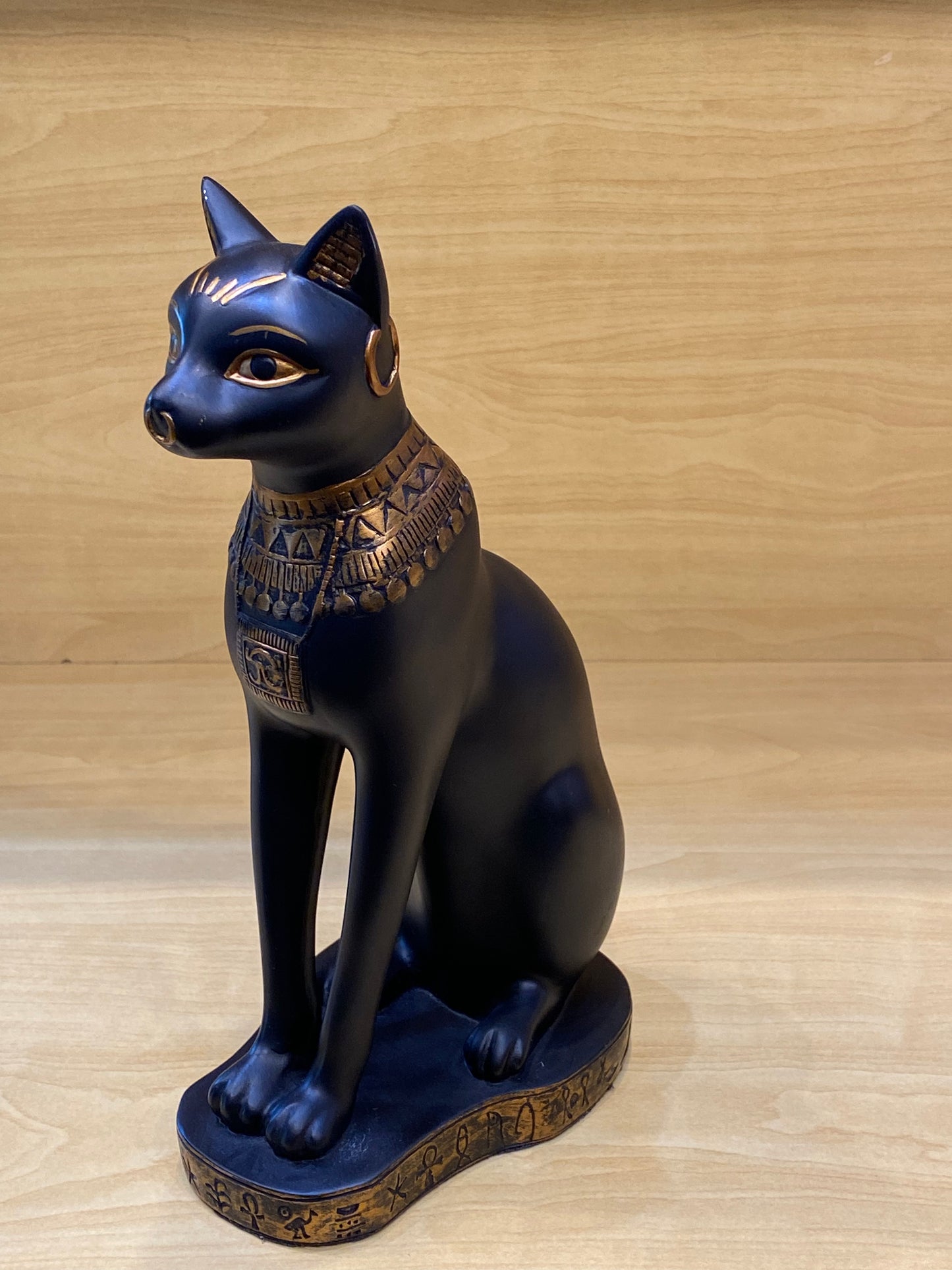 Goddess Bastet Black Cat With Engraved Gold Necklace