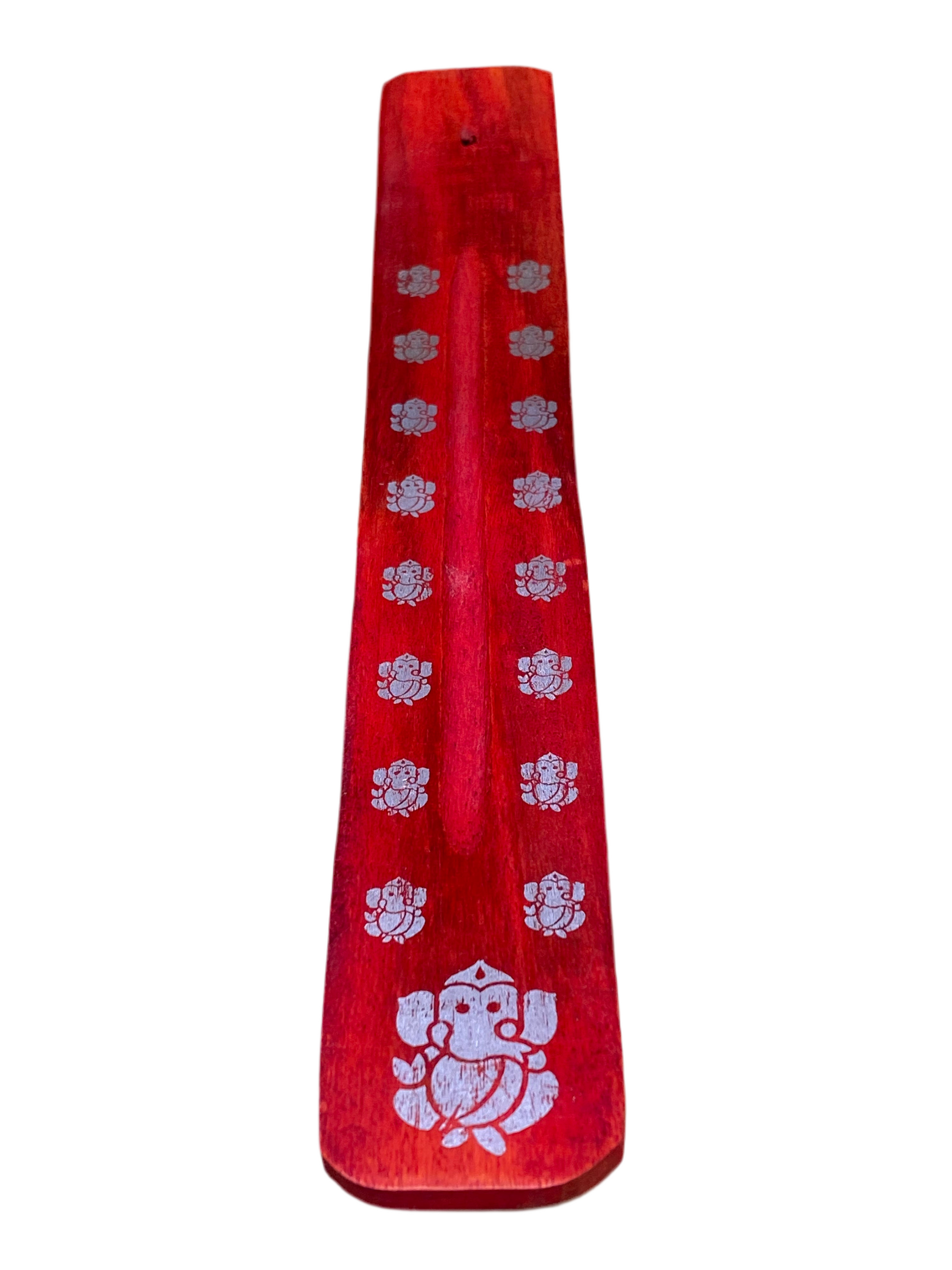 Wooden Incense Stick Holder Ganesha Red