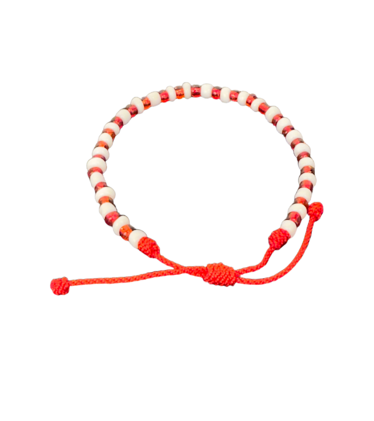 Orisha Chango/Shango Handmade Beaded Pull String Bracelet Red and White