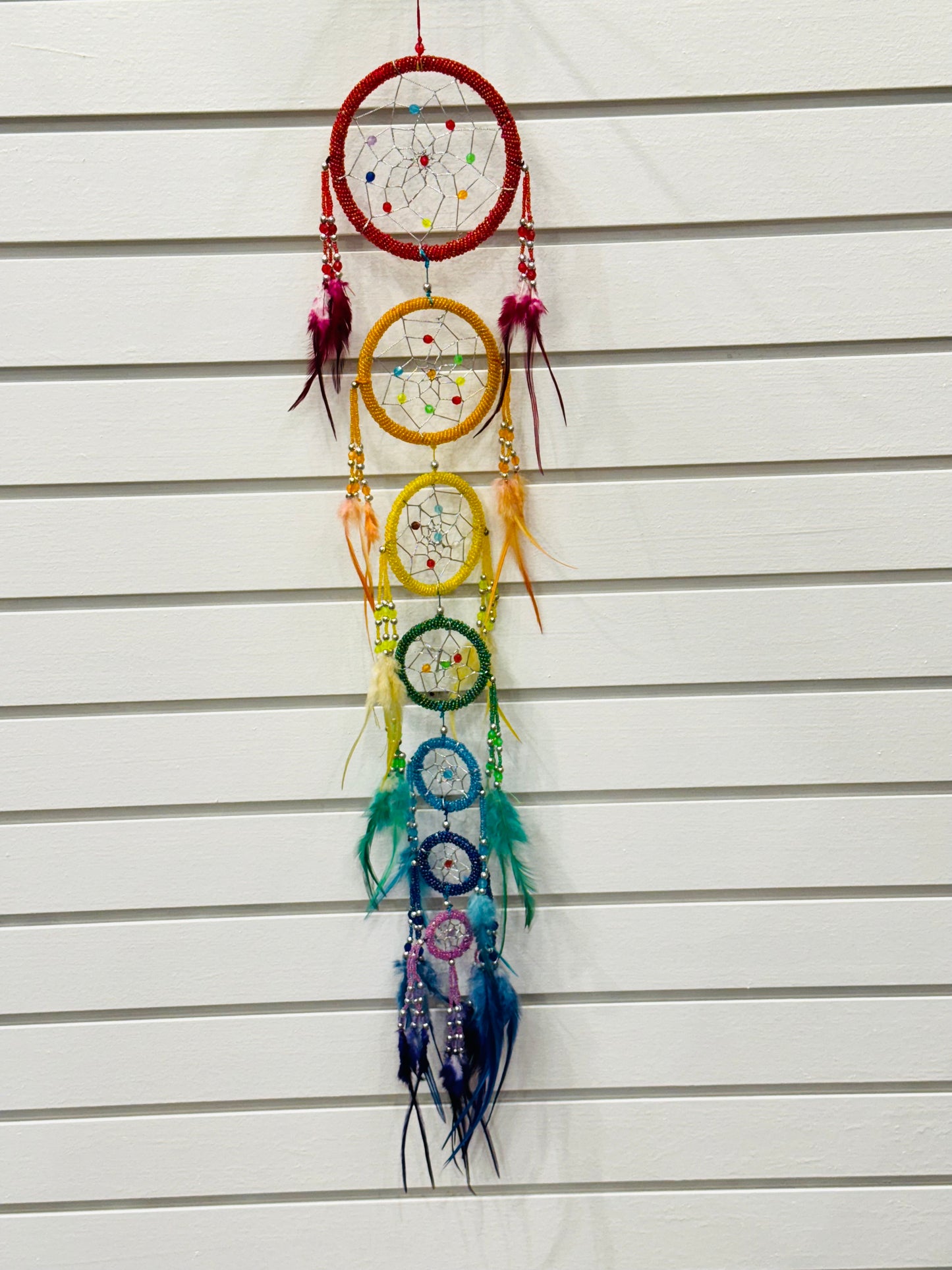 Chakra Dreamcatcher with Beads and Feathers