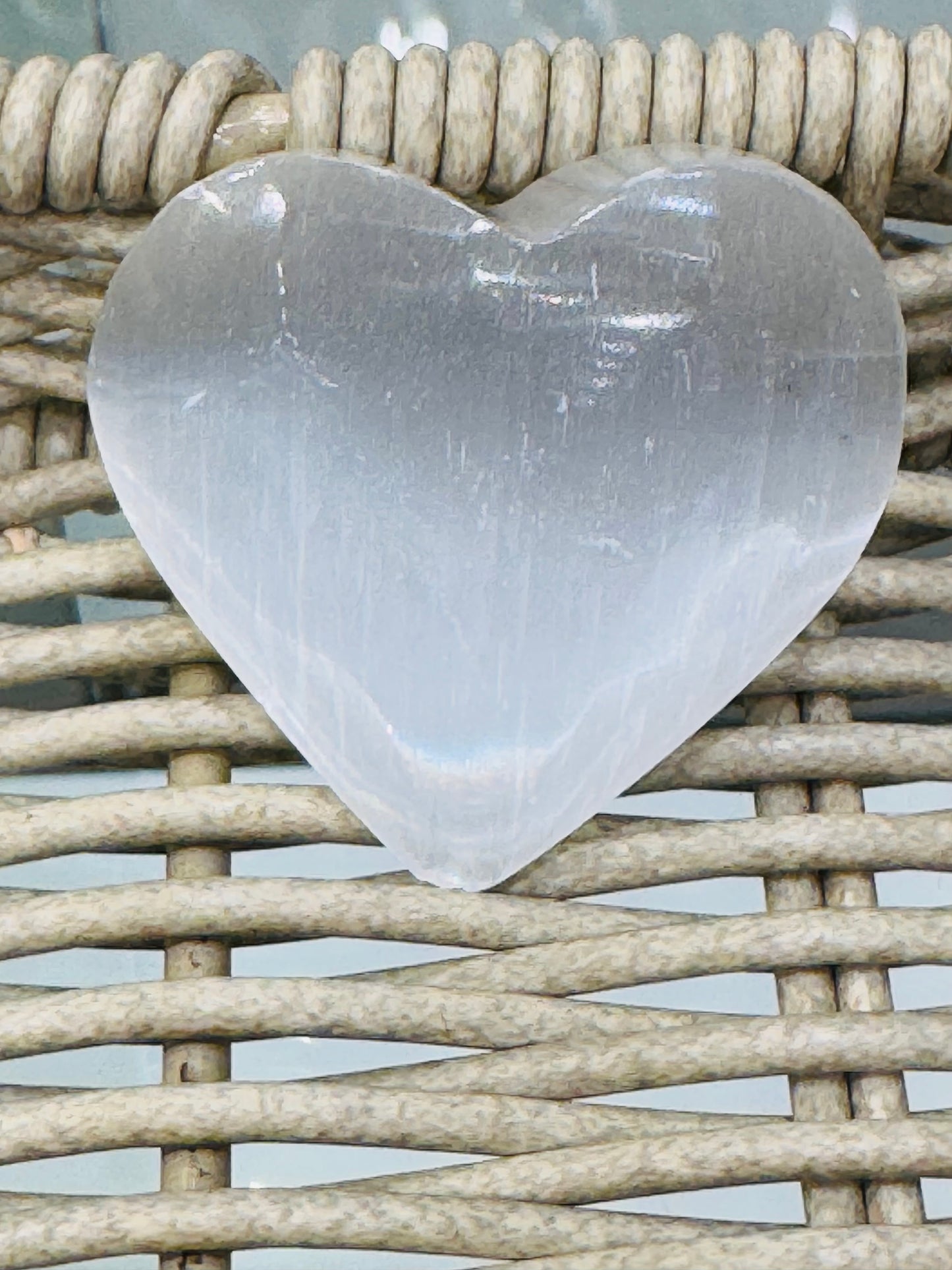 Selenite Heart Palm Stone Medium Size 1pc