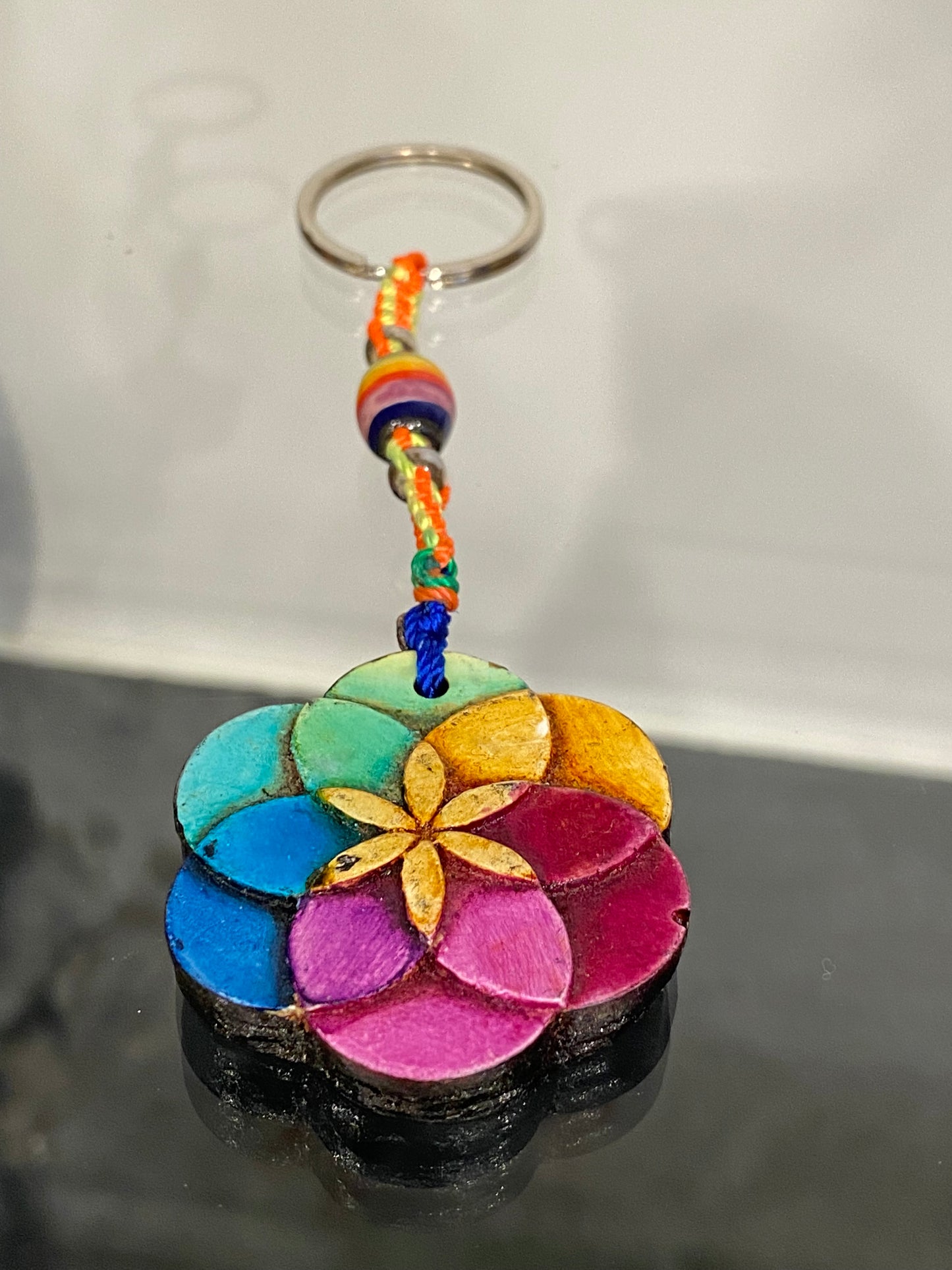 Rainbow Seed of Life Durepox Resin Figurine Keychain