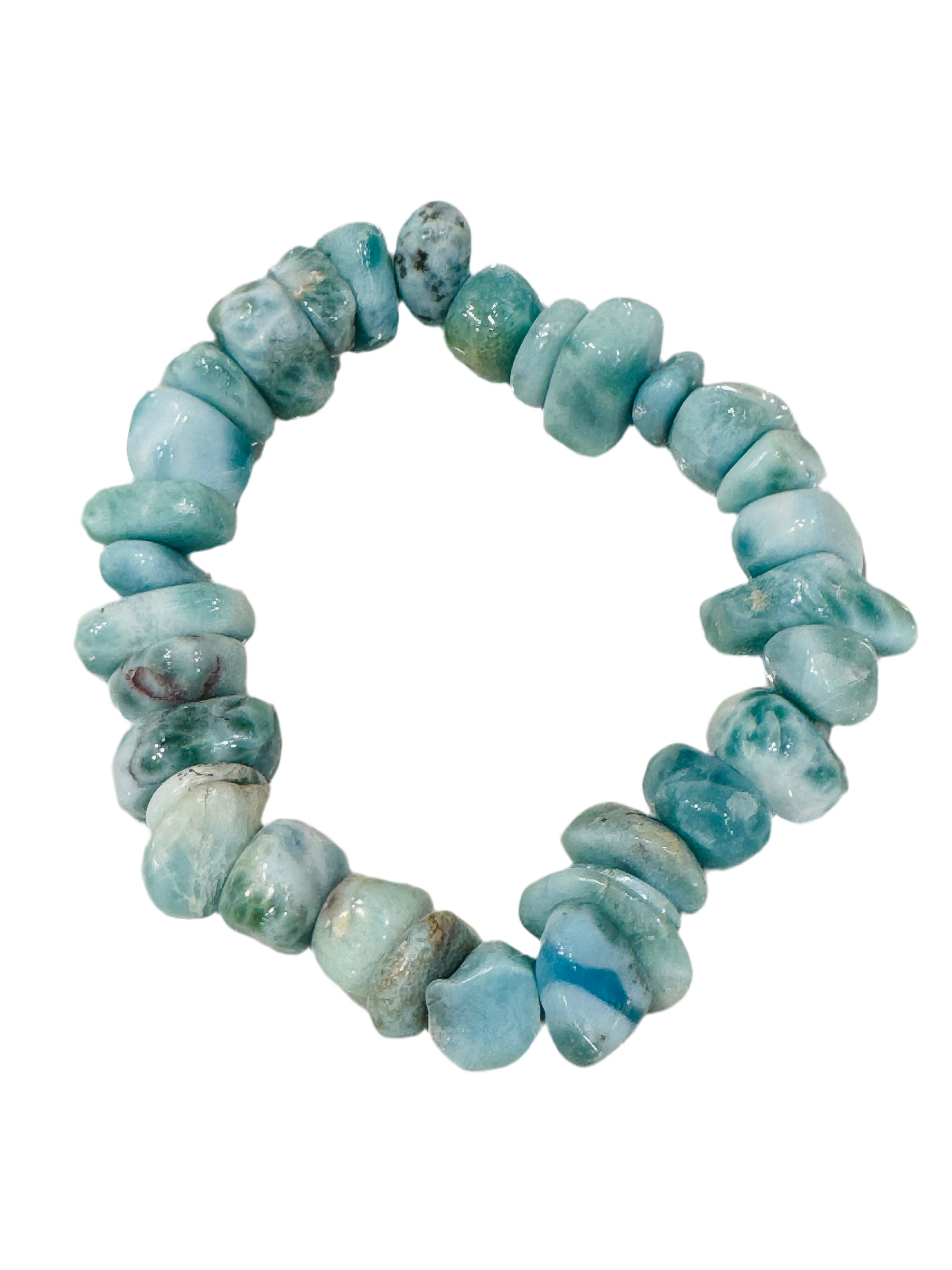 Larimar free form beaded tumbled chips bracelet with high-quality design.