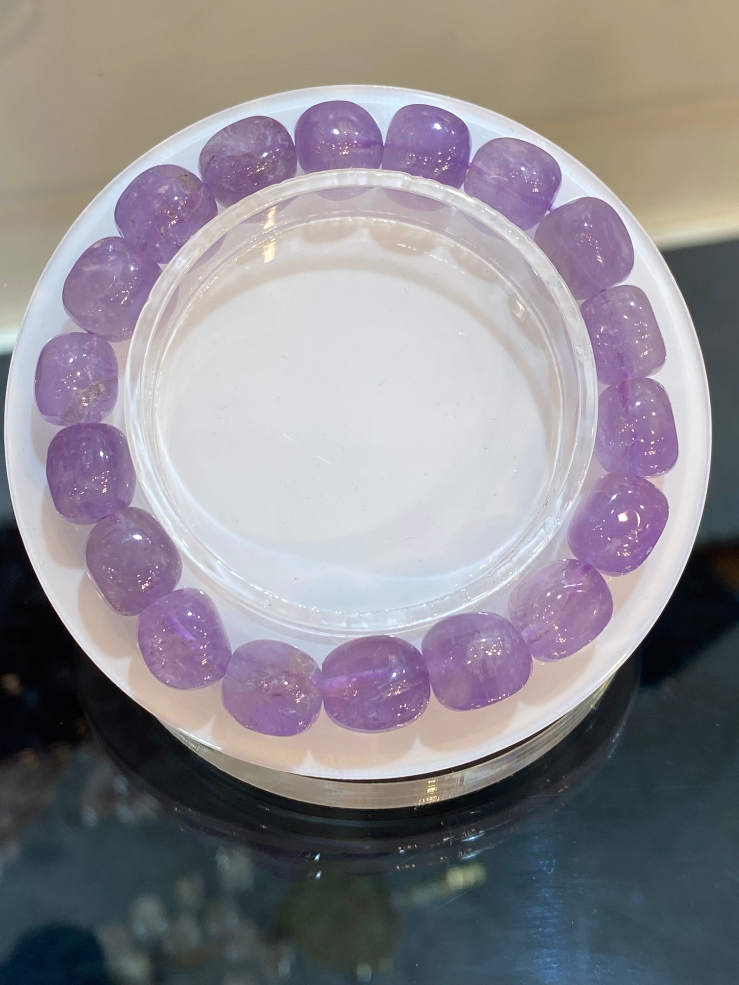 Amethyst Faceted Nugget Stretch Beaded Bracelet 10mm