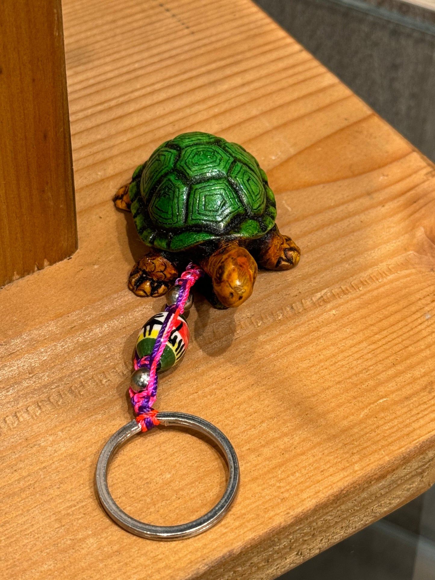 Turtle Land Animal Durepox Resin Figurine Keychain Hot Pink Cord