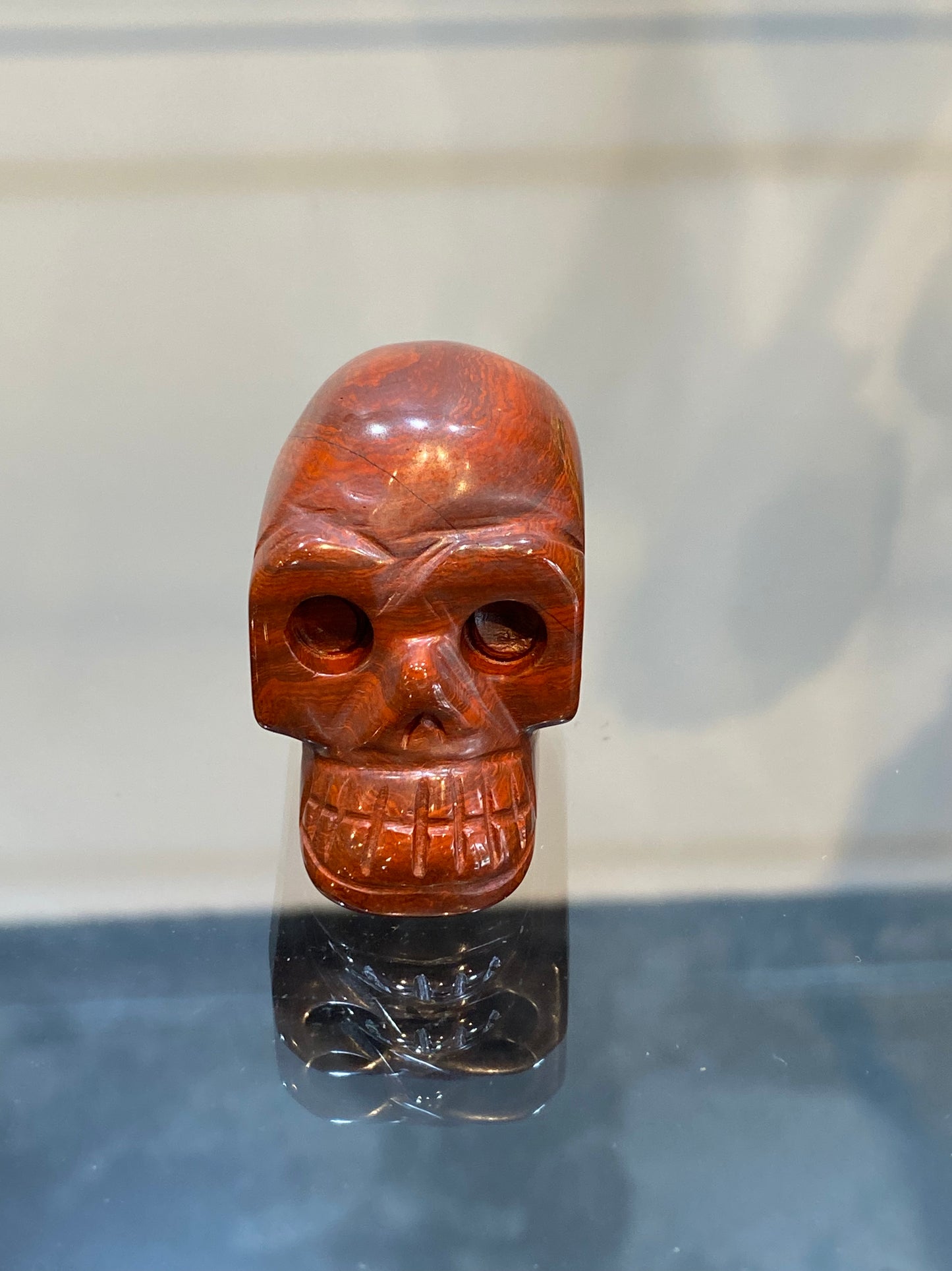 Polished Natural Hand Carved Red Jasper Crystal Skull Small