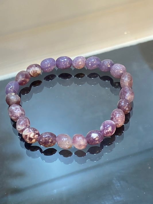 Lepidolite Nugget Beaded Stretch Gemstone Bracelet 5 mm