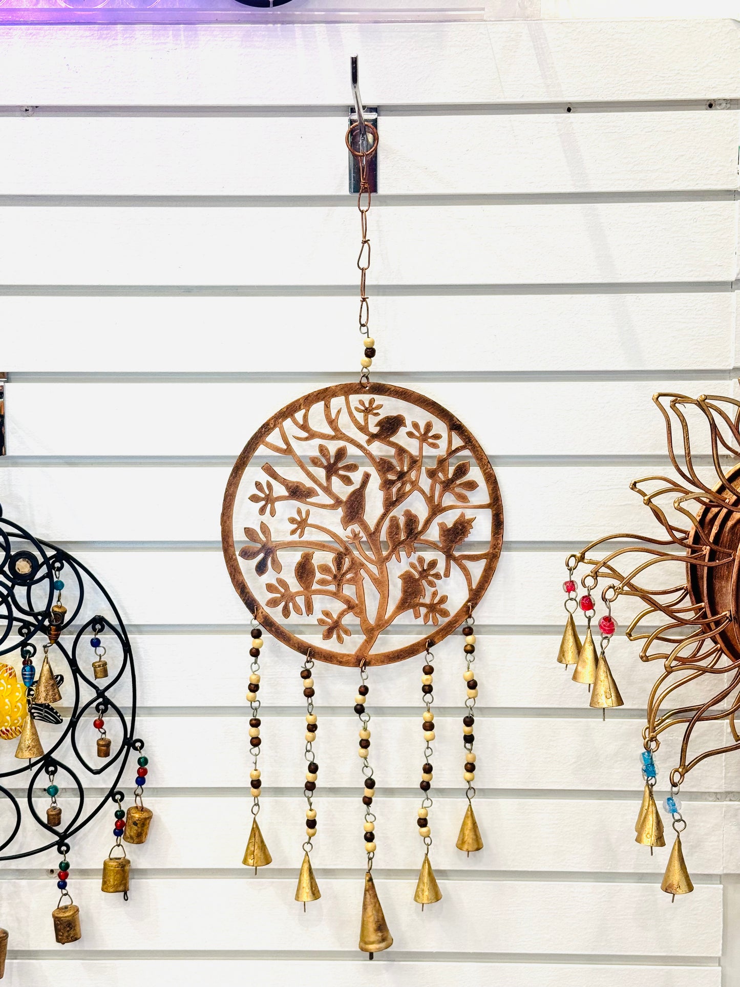 Handmade Brass Birds sitting on Tree Of Life Wind Chime