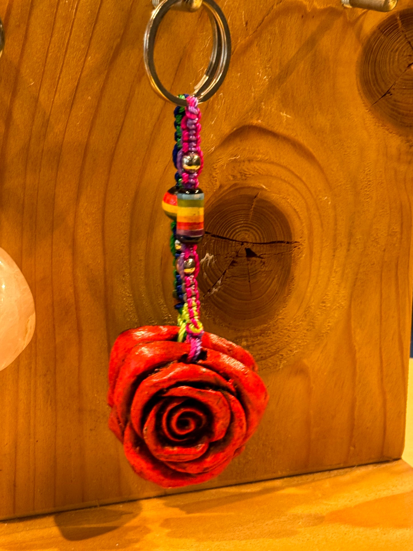 Red Rose Flower Durepox Resin Figurine Keychain