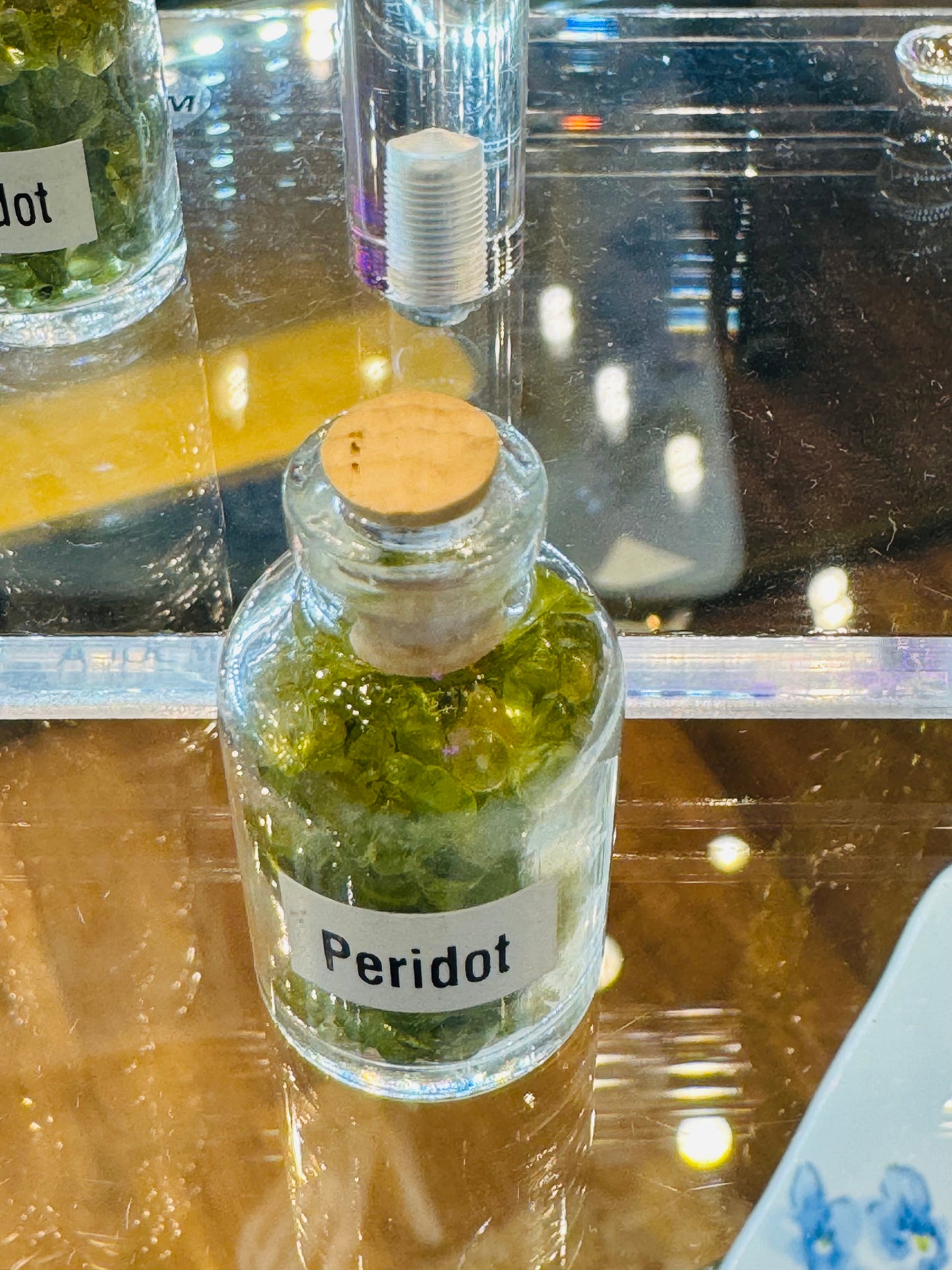 Peridot/Peridoto Gemstone Chips in a Bottle