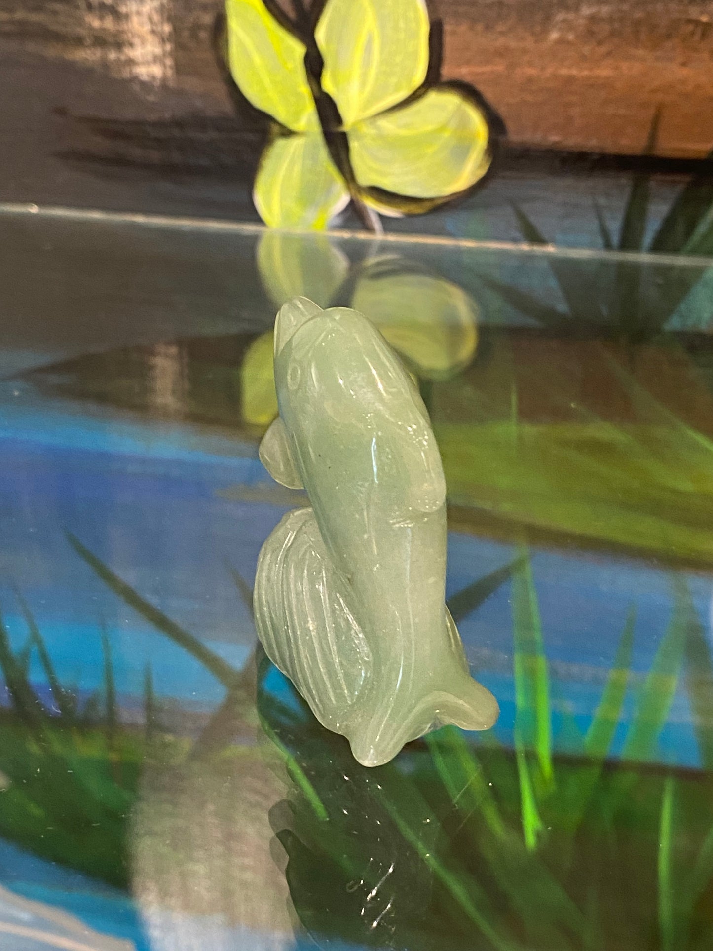 Green Aventurine Crystal Dolphin Hand Carved Stone