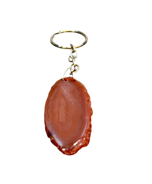 Carnelian Agate Slab Drilled Key Chain