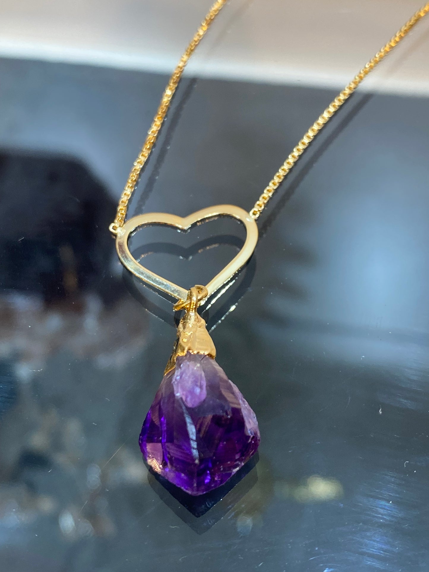 Amethyst Stone Heart Necklace