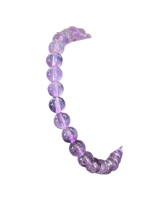 Amethyst Round Polished Beaded String Bracelet 6mm